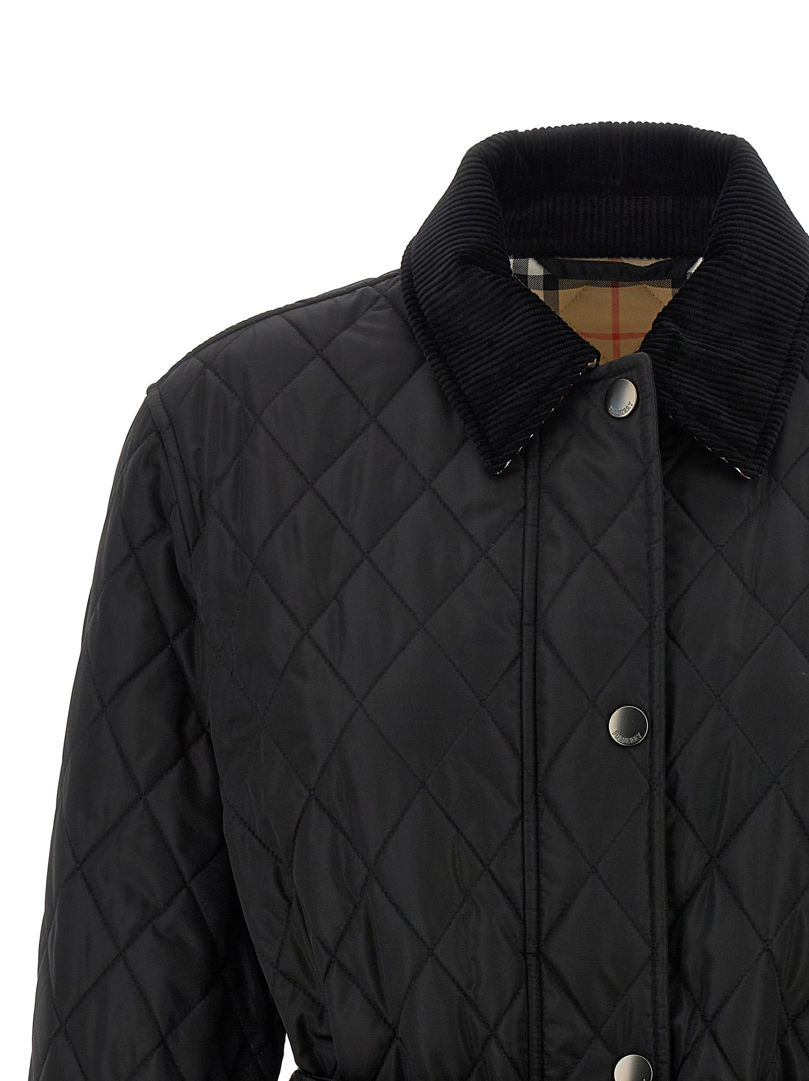 Burberry Schwarze Polyamid-Jacke in voller Länge