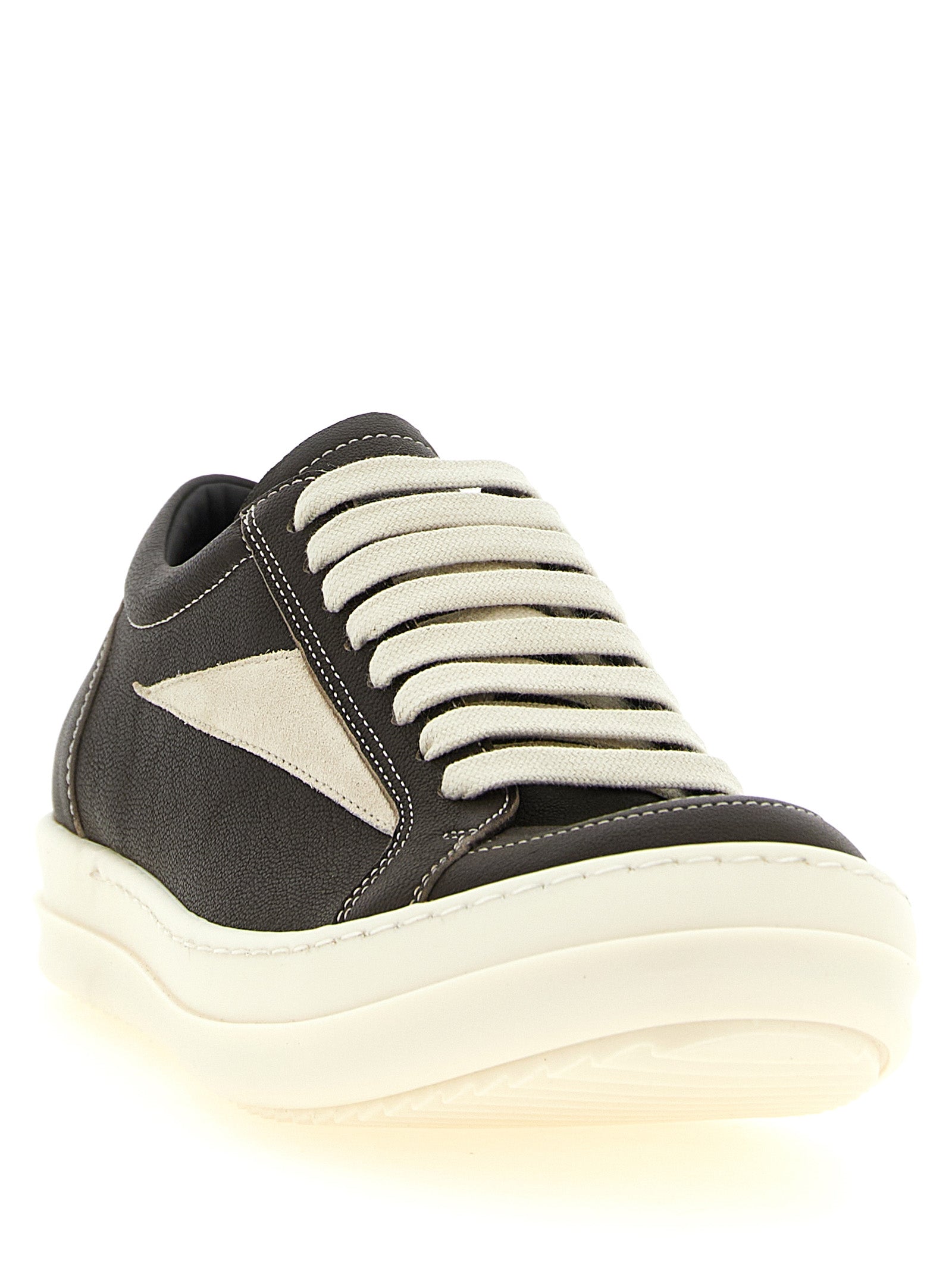Rick Owens Braune Lammleder Low-Top-Sneaker