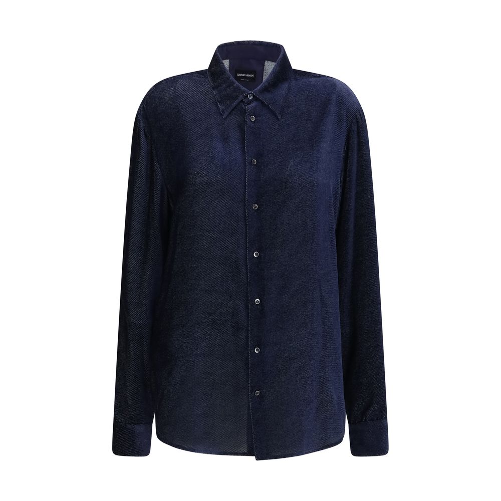 Giorgio Armani Blaues Seidenhemd