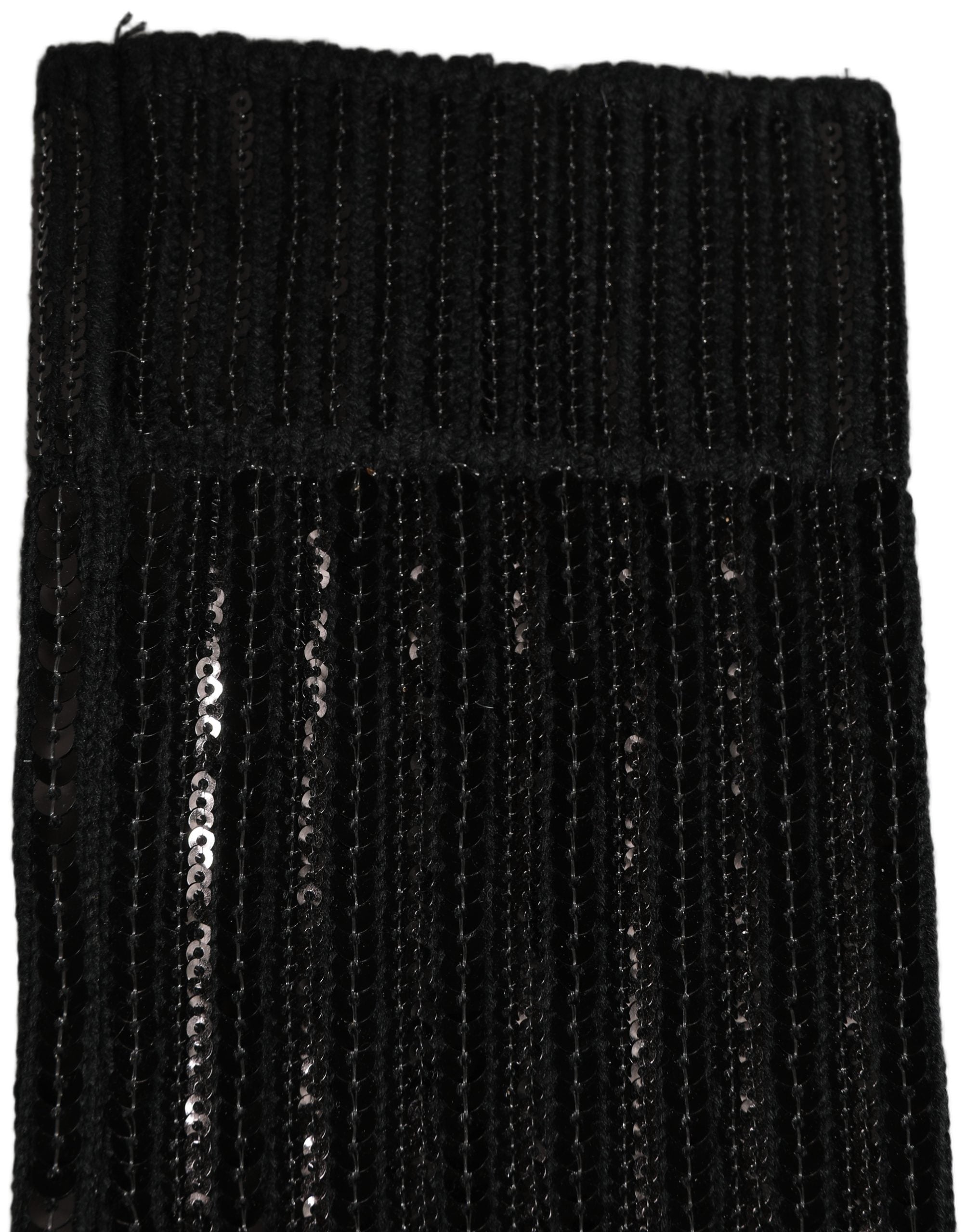 Dolce & Gabbana Schwarze Socken aus Baumwollstrick mit Pailletten, mittellang, als Accessoire