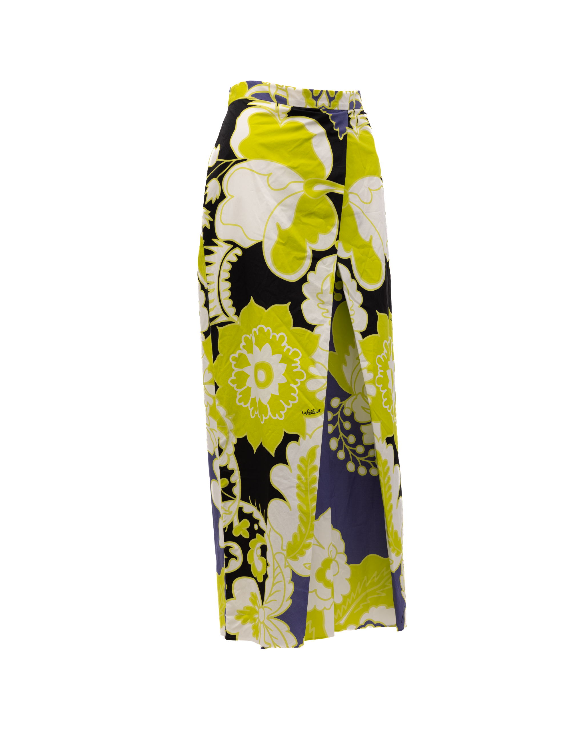 Valentino Garavani Damen-Blumenrock in Schwarz, Limettengrün, Weiße Details