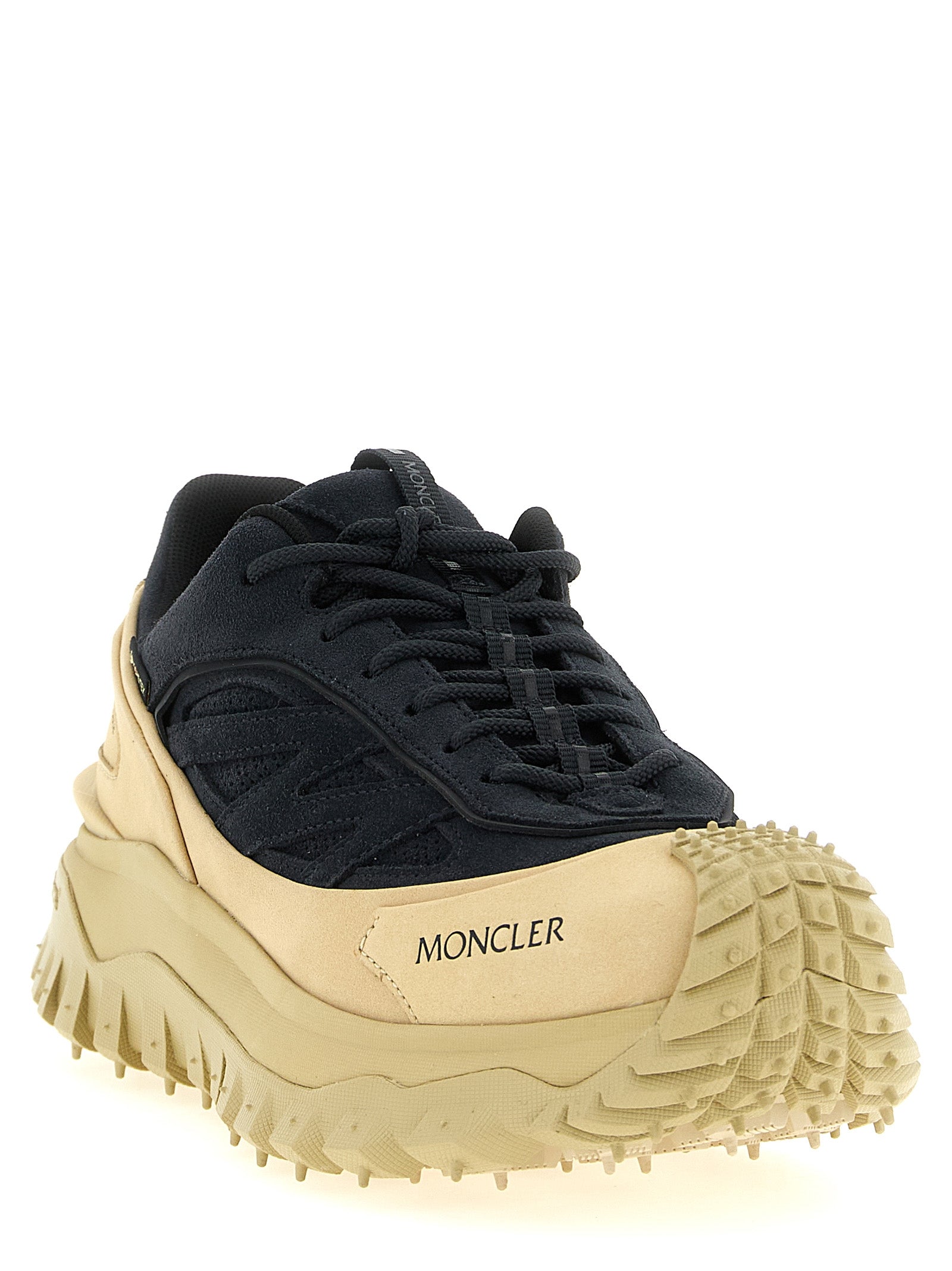 Moncler Blaue Leder-Sneaker im Athletic-Stil