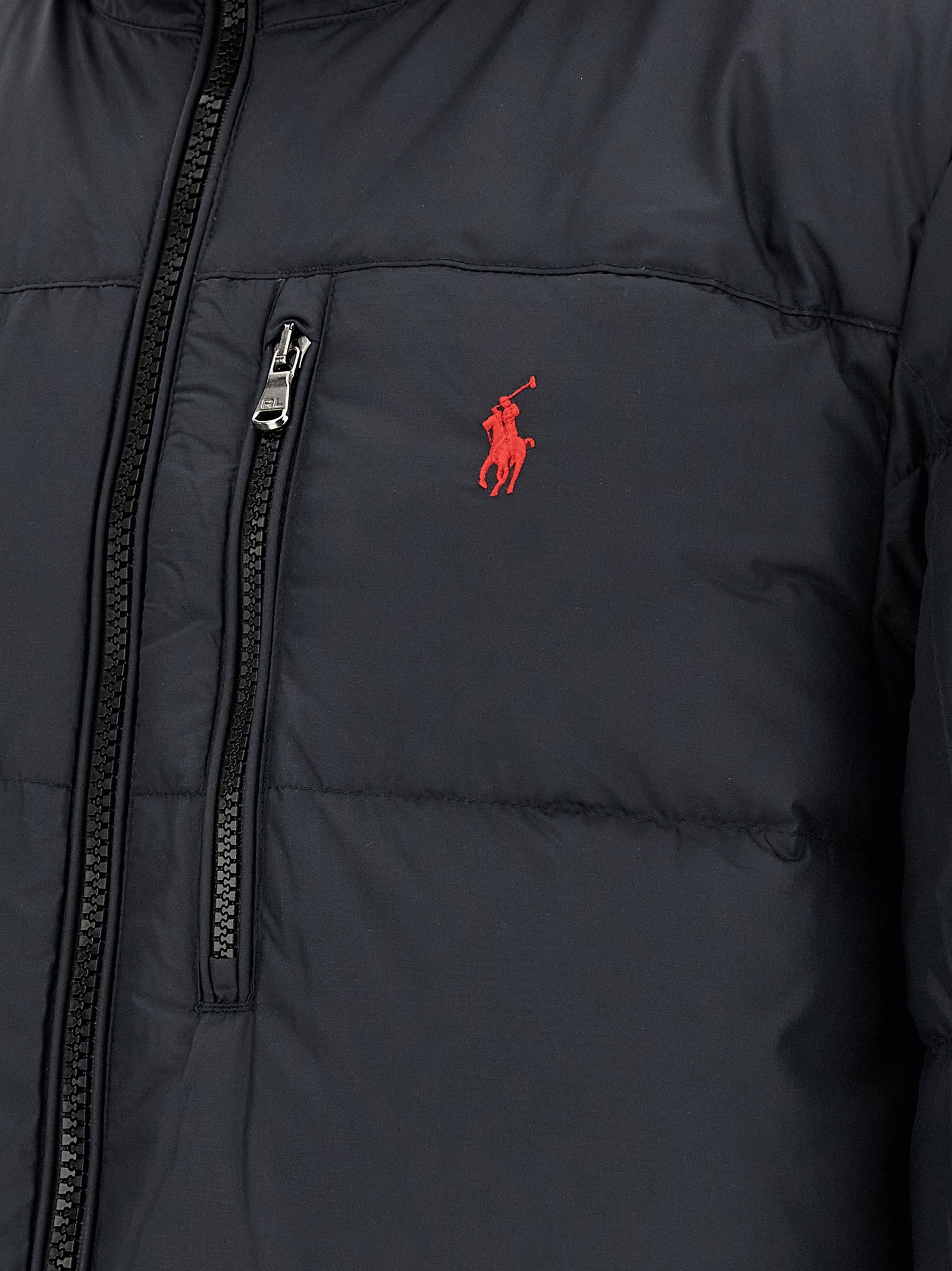 Polo Ralph Lauren Schwarze Polyester-Jacke in voller Länge