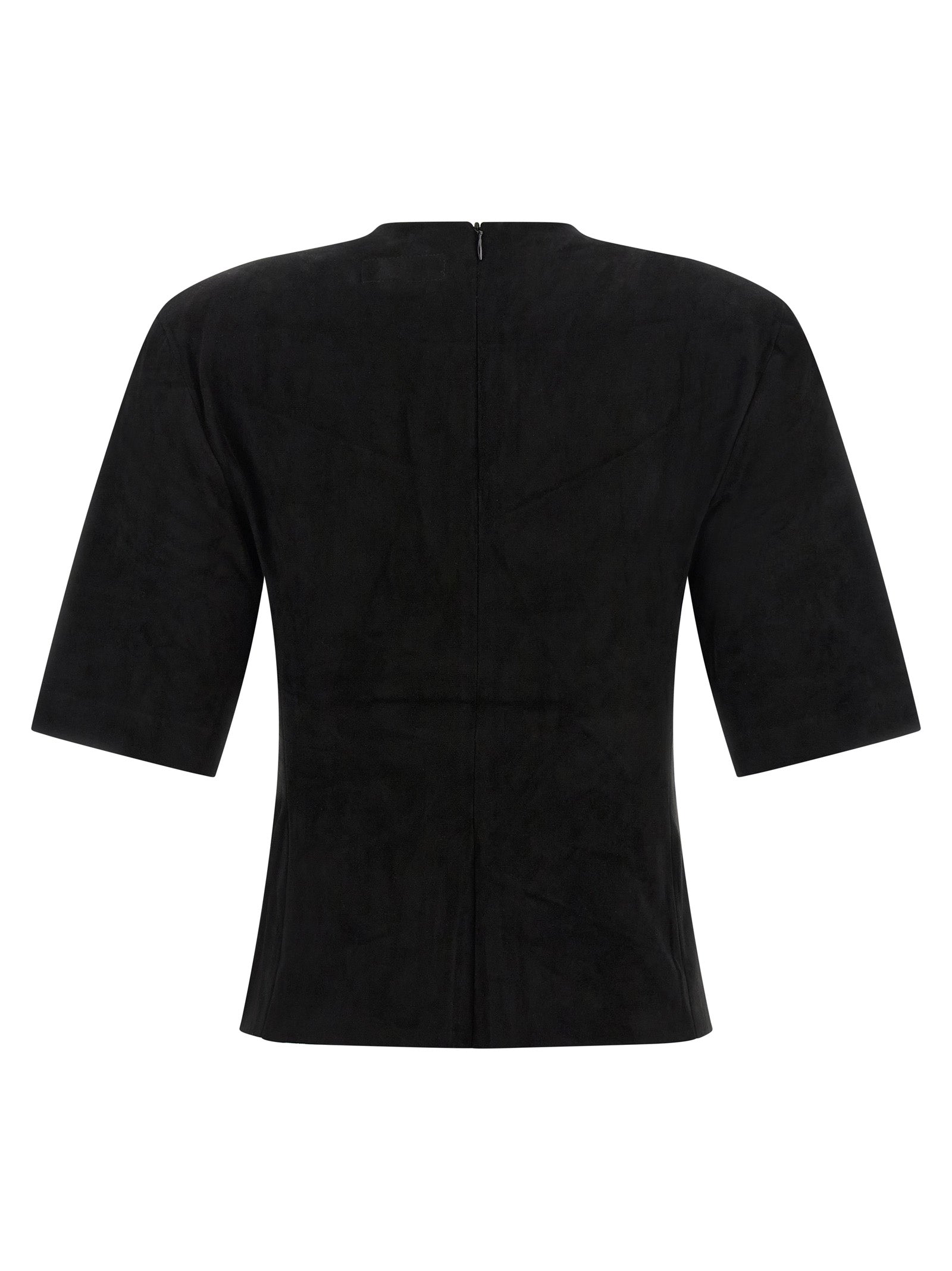 STOULS Schwarzes Lammleder-T-Shirt