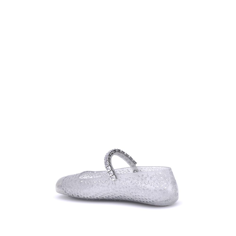 Jimmy Choo Weiße Ballerinas aus Polyurethan