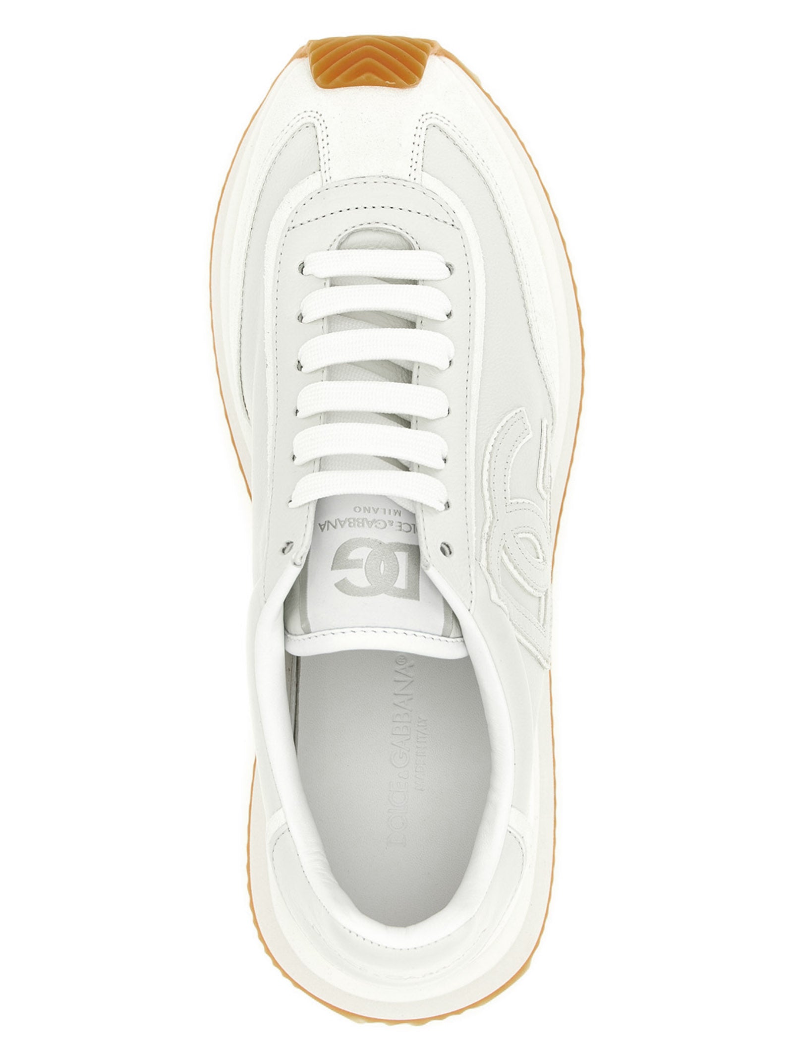 Dolce & Gabbana Weiße Kalbsleder Low-Top-Sneaker