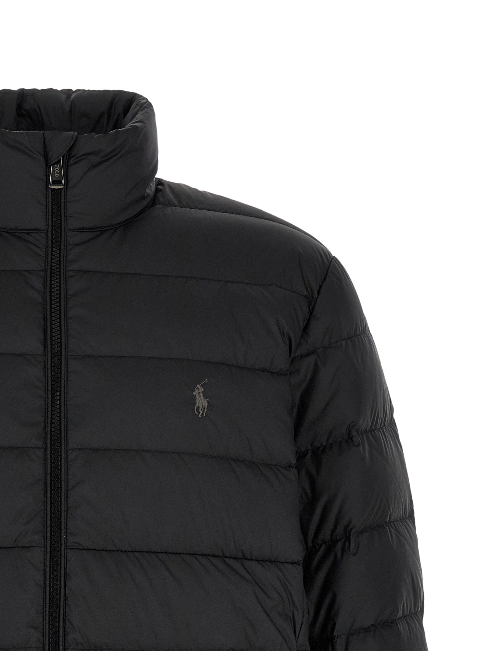 Polo Ralph Lauren Schwarze Polyester-Jacke in voller Länge