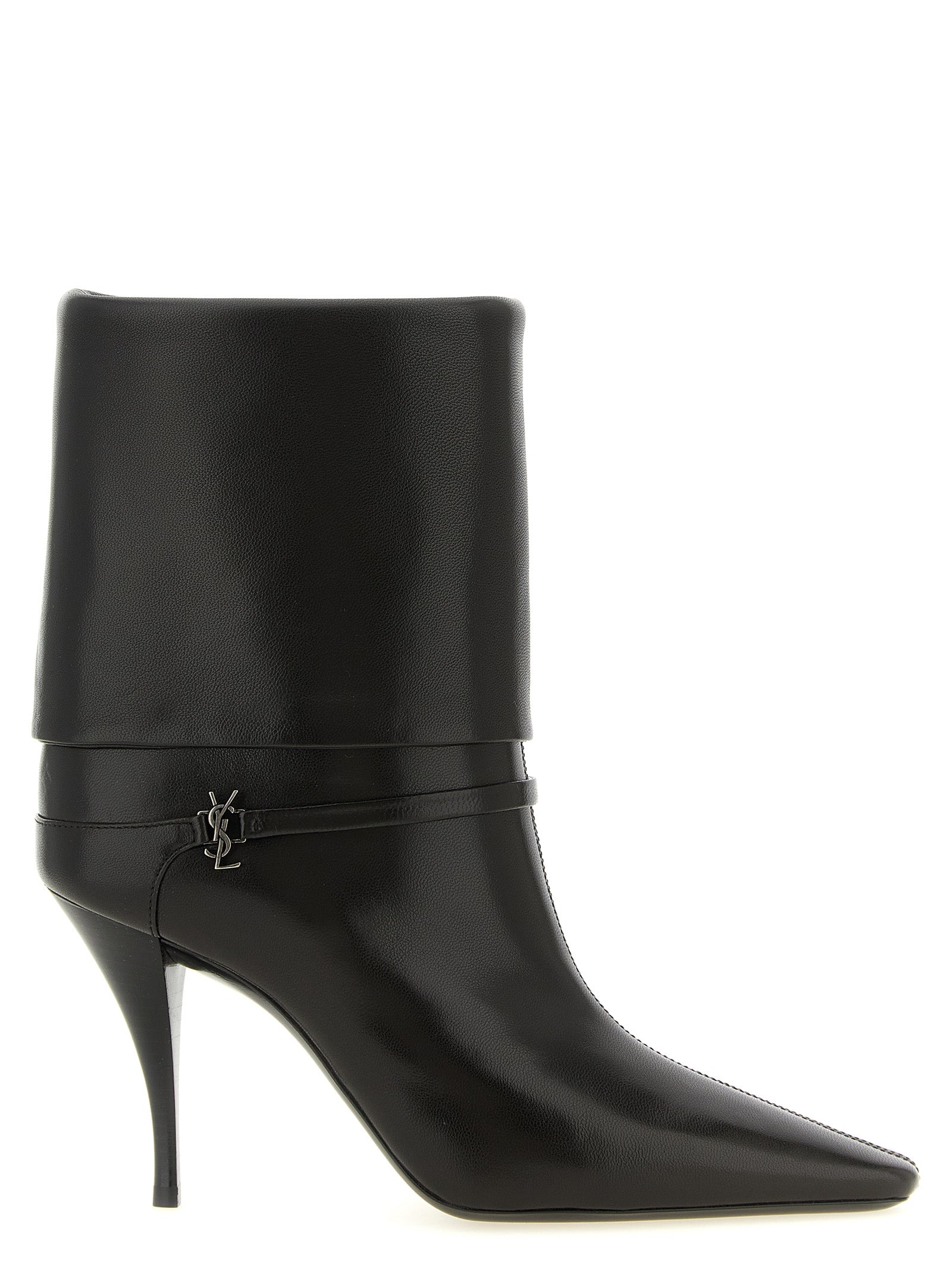 Saint Laurent Braune Stiefeletten aus Ziegenleder