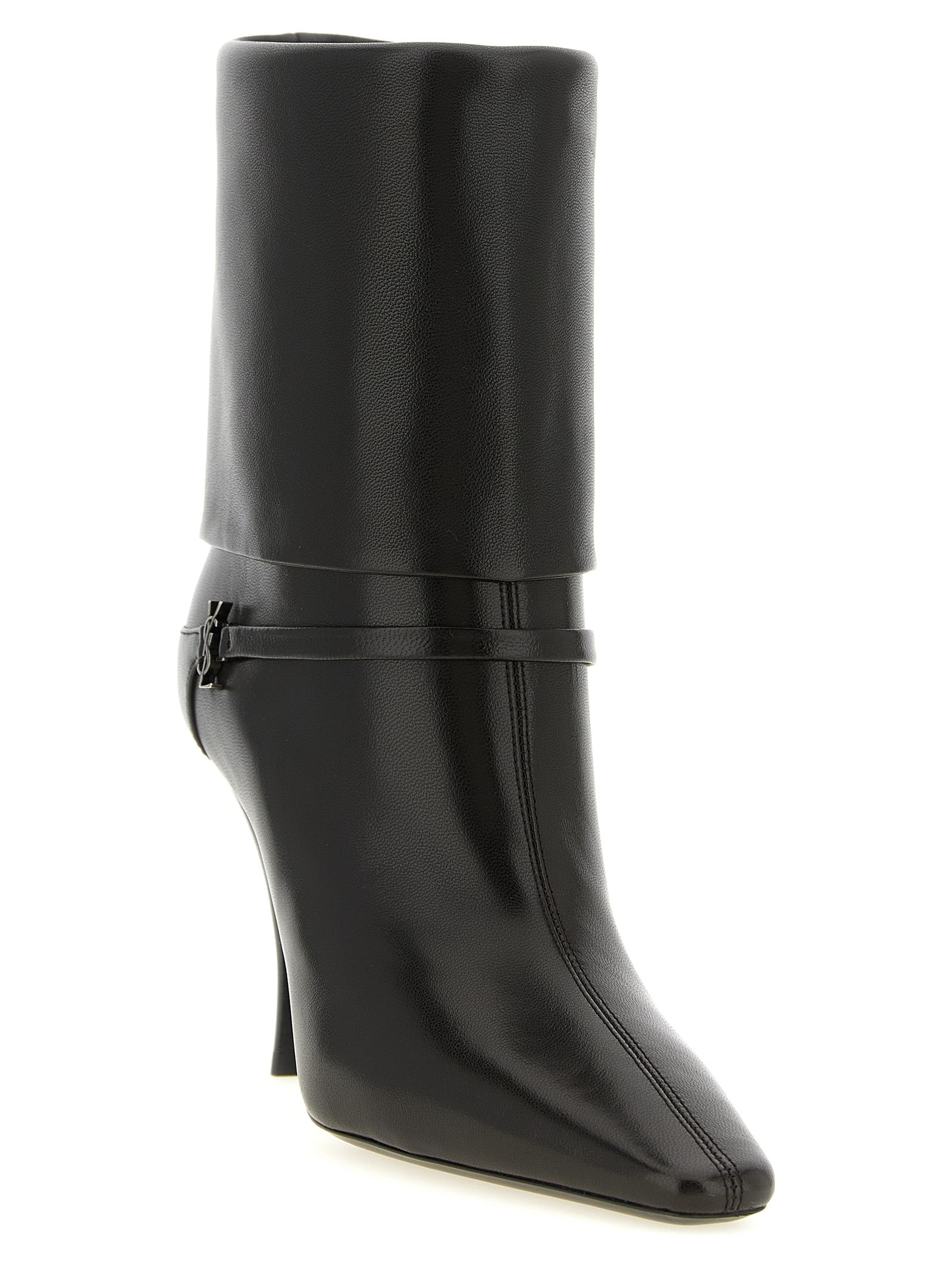Saint Laurent Braune Stiefeletten aus Ziegenleder