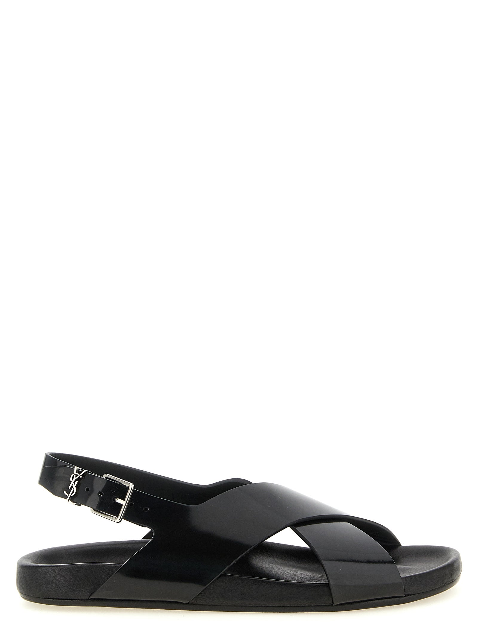 Saint Laurent Sandalen aus schwarzem Kalbsleder