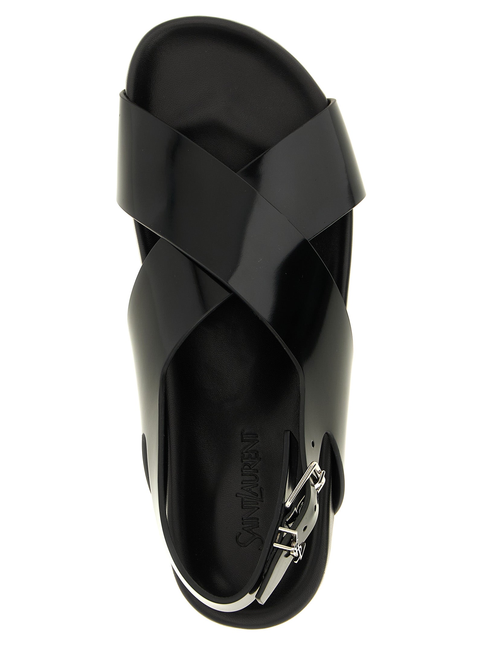Saint Laurent Sandalen aus schwarzem Kalbsleder