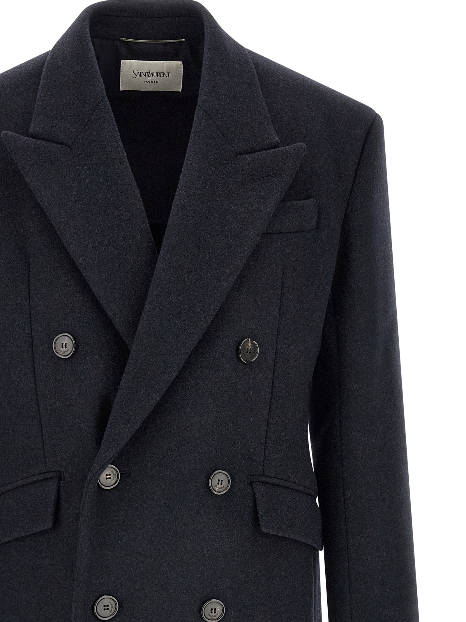 Saint Laurent Blauer Wollmantel