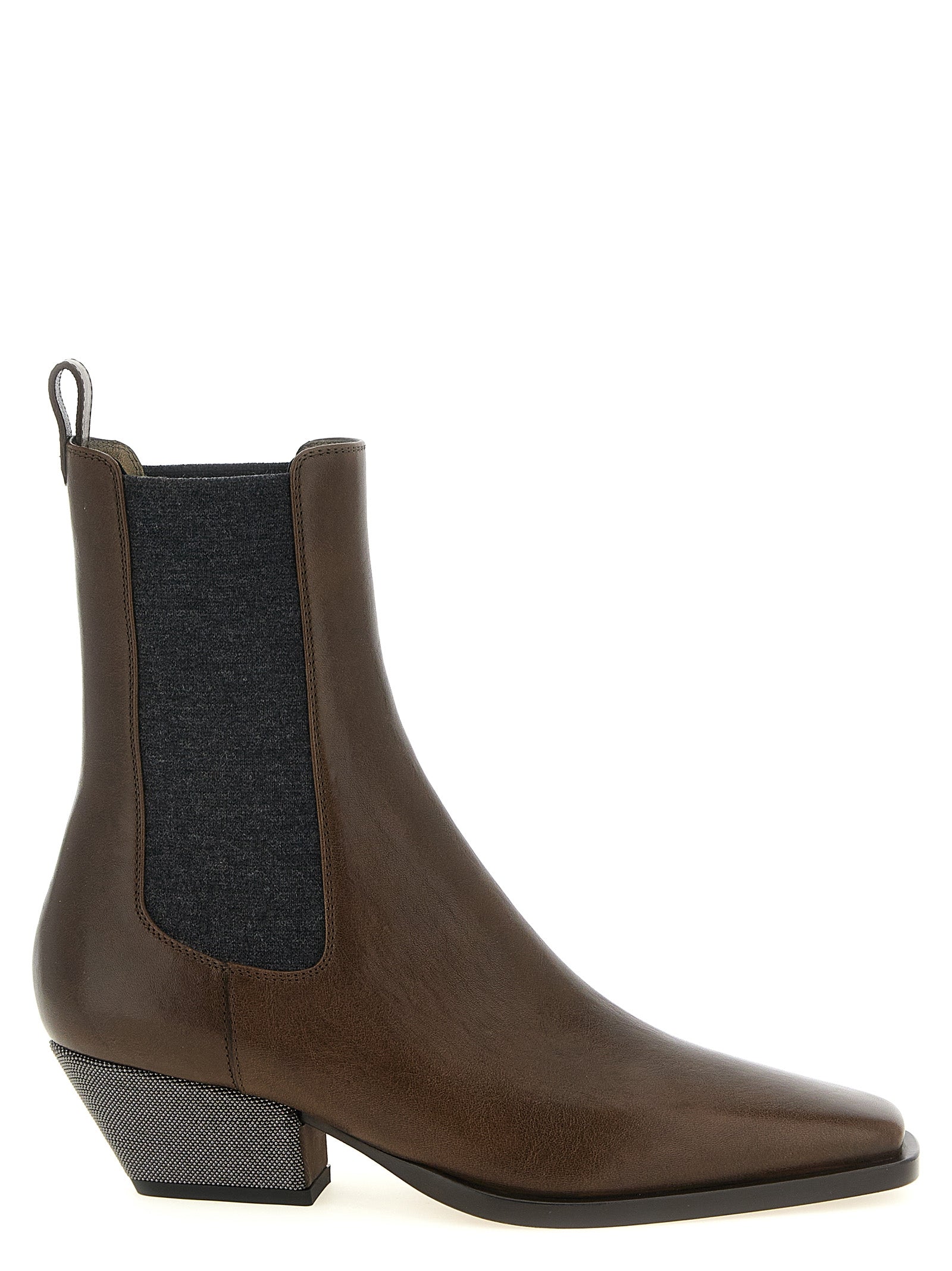 Brunello Cucinelli Braune Chelsea Boots aus Rindsleder