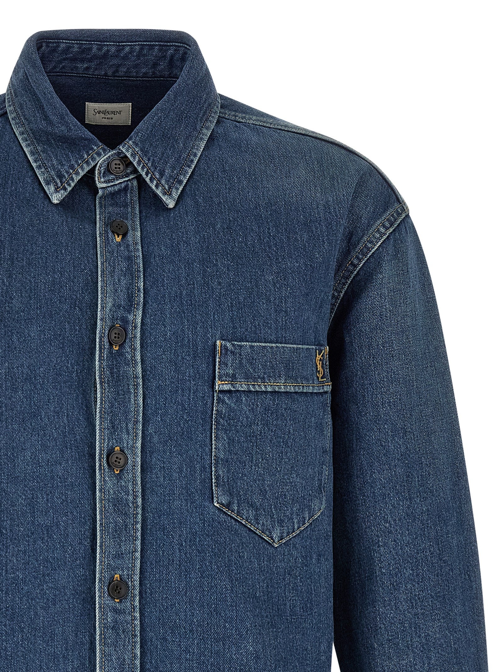 Saint Laurent Blaue Baumwollbluse