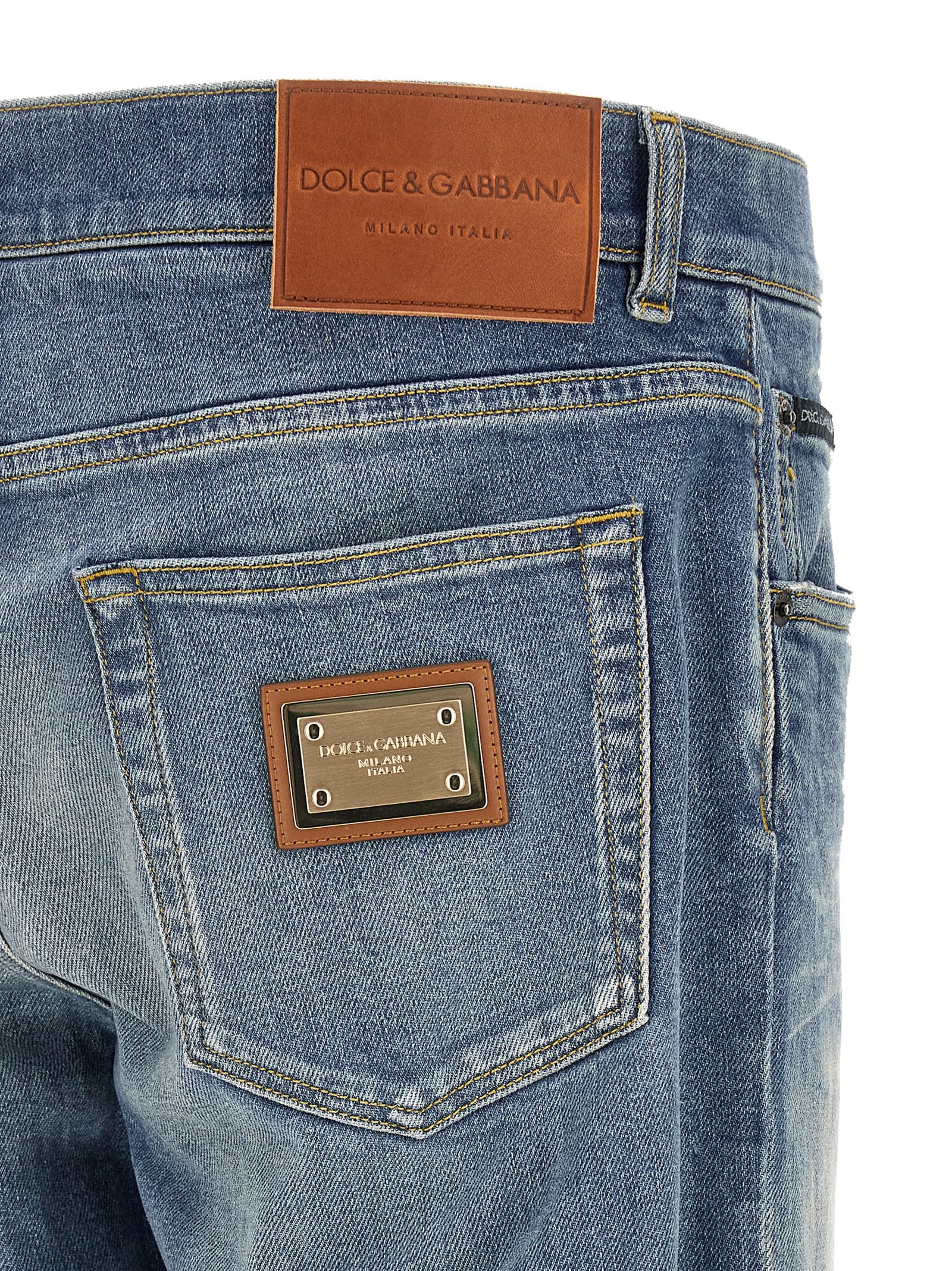 Dolce & Gabbana Blaue Jeans aus Baumwolle im geraden Schnitt