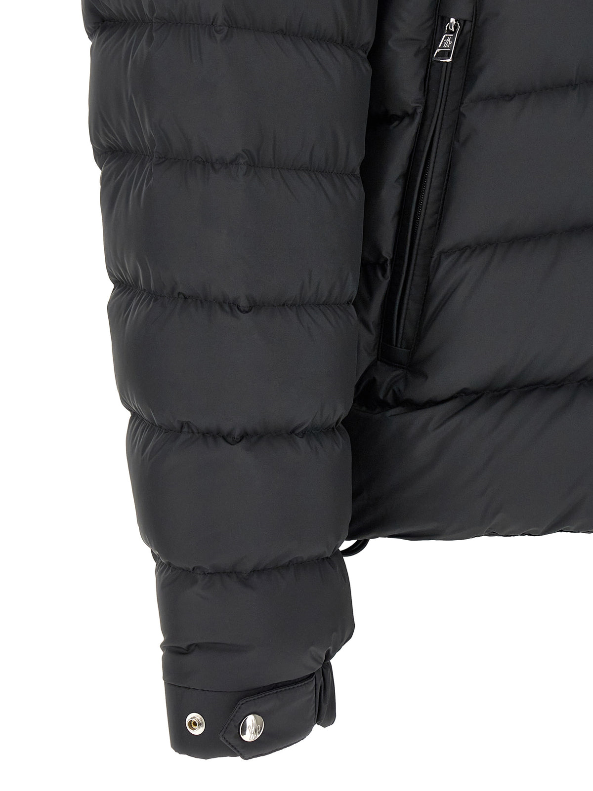 Moncler Schwarze Polyester-Jacke in voller Länge