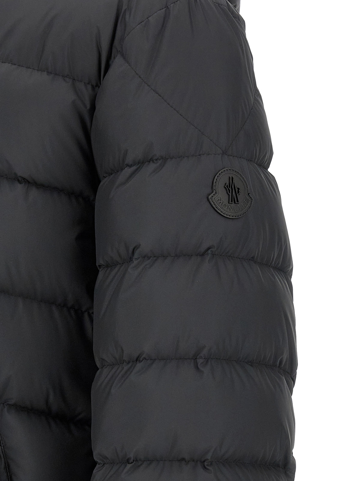 Moncler Schwarze Polyester-Jacke in voller Länge