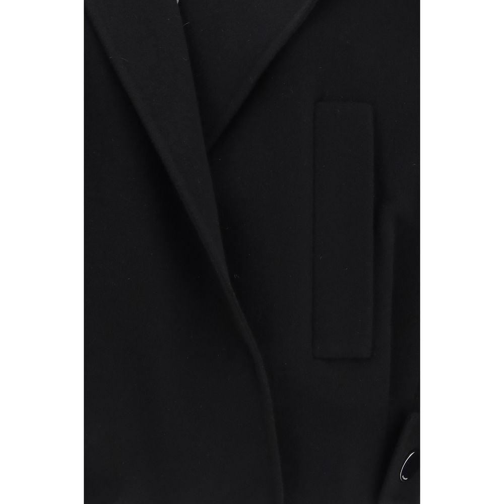 Max Mara Schwarze Oves Aries Wolljacke in voller Länge