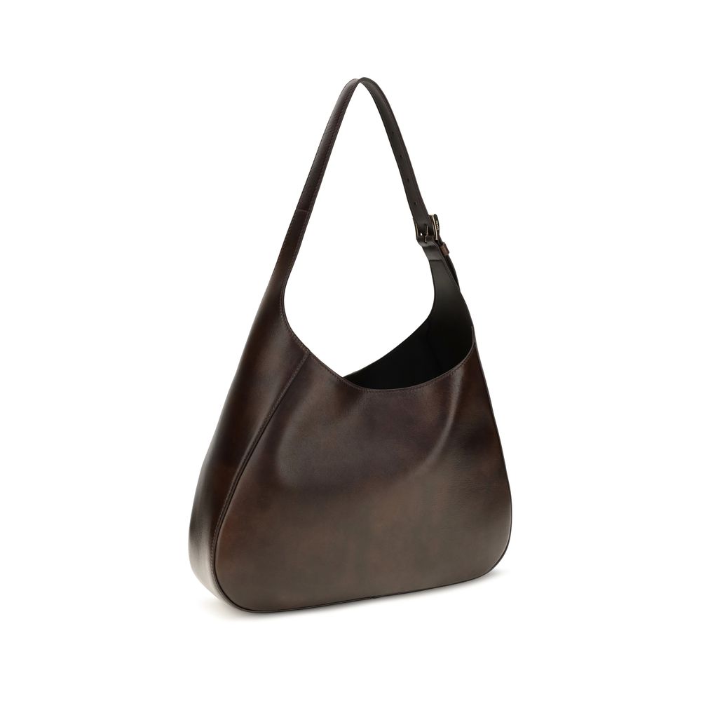 Prada Braune Kalbsleder Bos Taurus Schultertasche