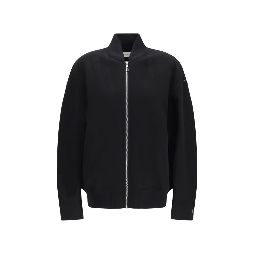 Max Mara Schwarze Oves Aries Wolljacke in voller Länge