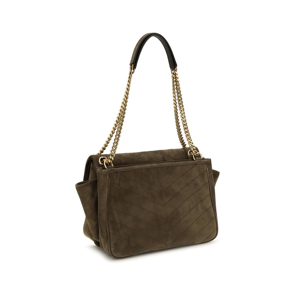 Saint Laurent Zweifarbige Schultertasche aus Wildleder