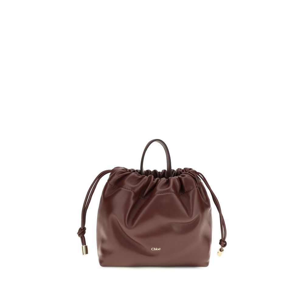 Chloé Schultertasche Bos Taurus aus bordeauxrotem Kalbsleder
