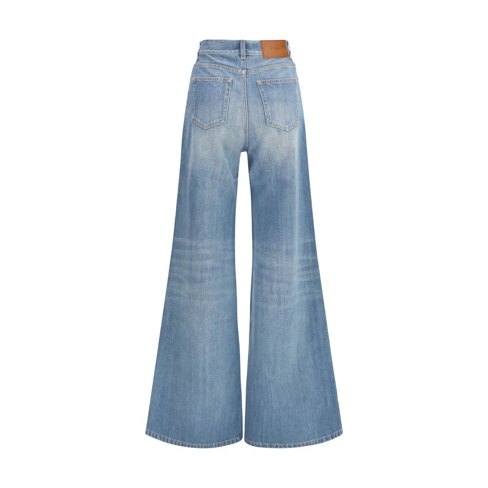 Chloé Blaue Baumwoll-Jeans mit ausgestelltem Bein