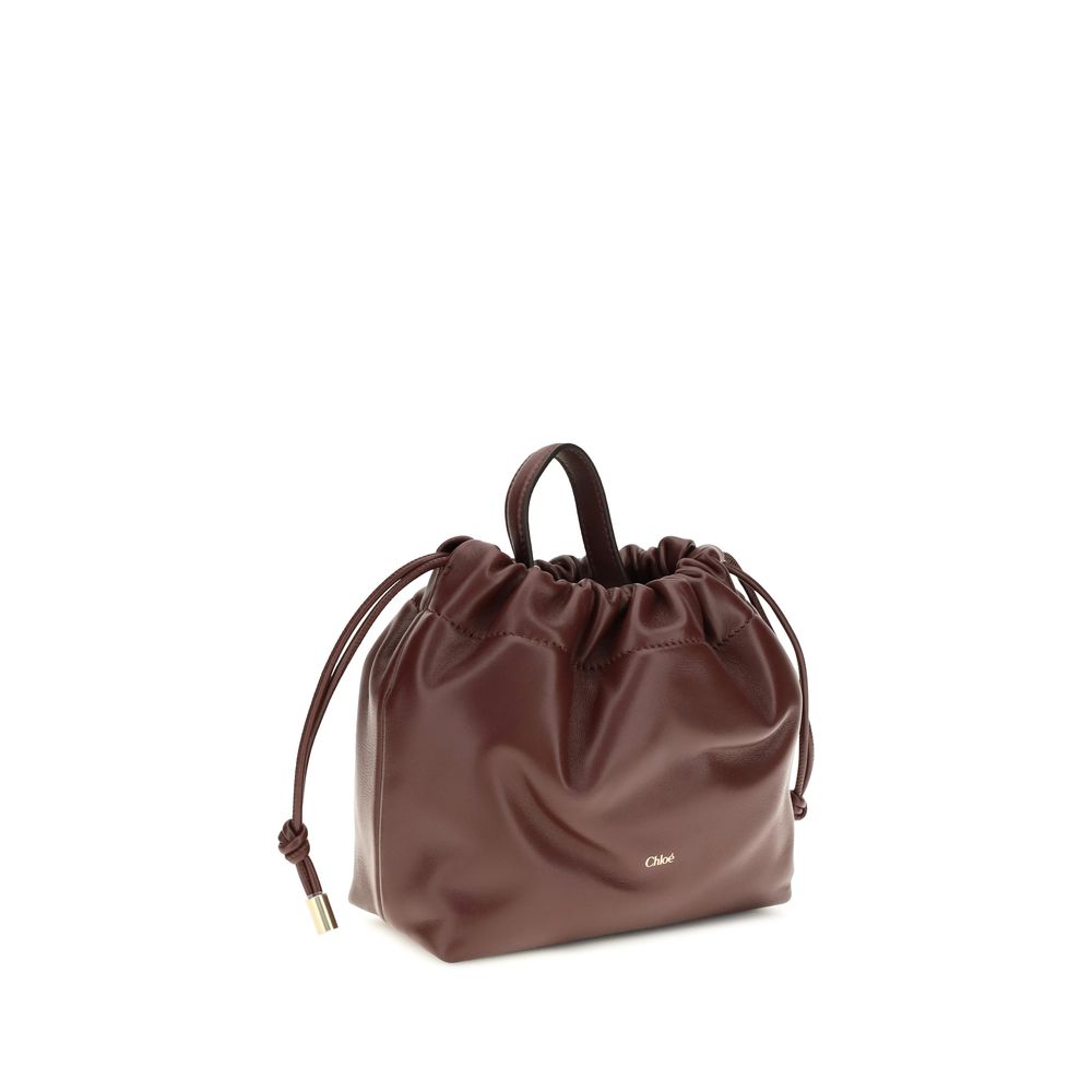 Chloé Schultertasche Bos Taurus aus bordeauxrotem Kalbsleder