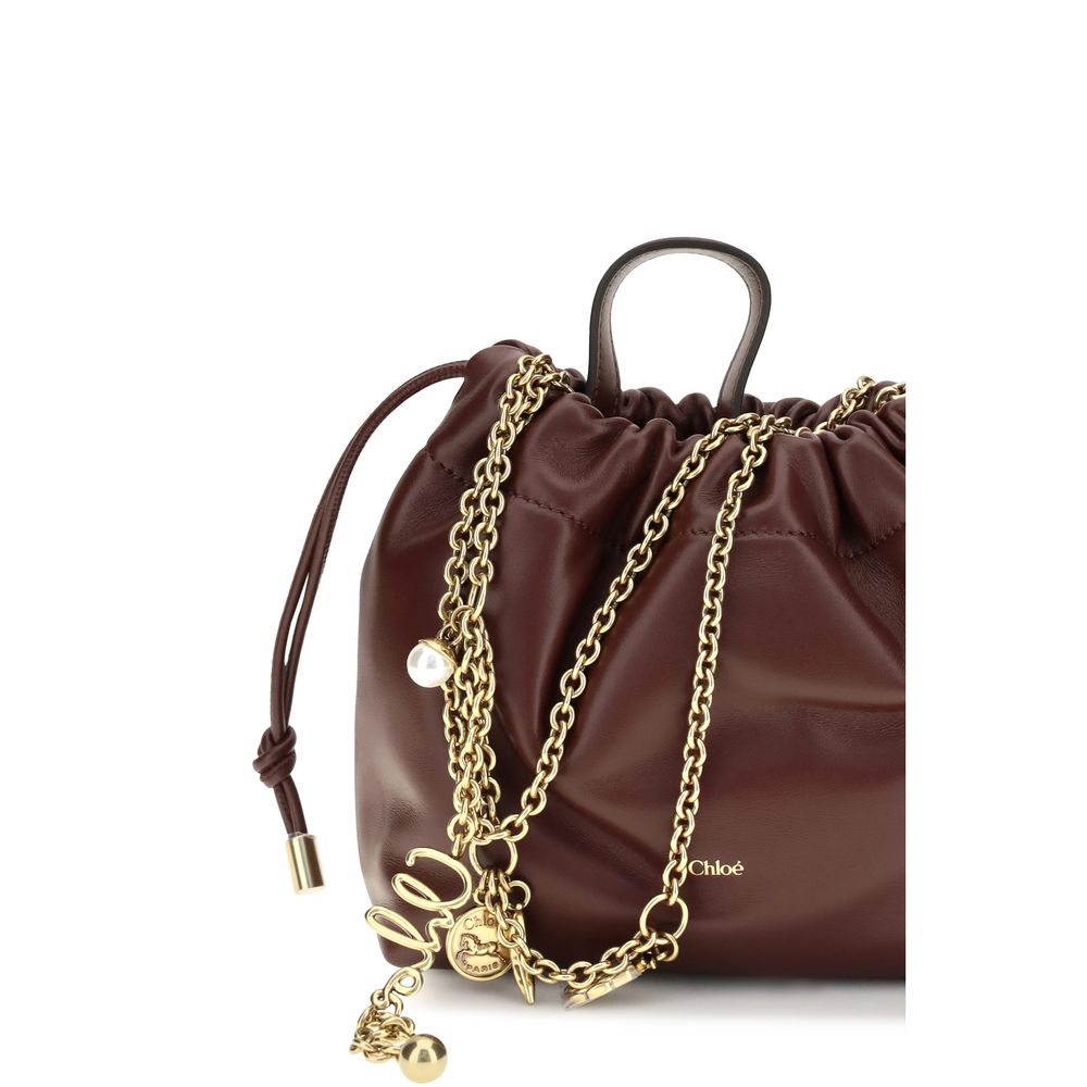 Chloé Schultertasche Bos Taurus aus bordeauxrotem Kalbsleder