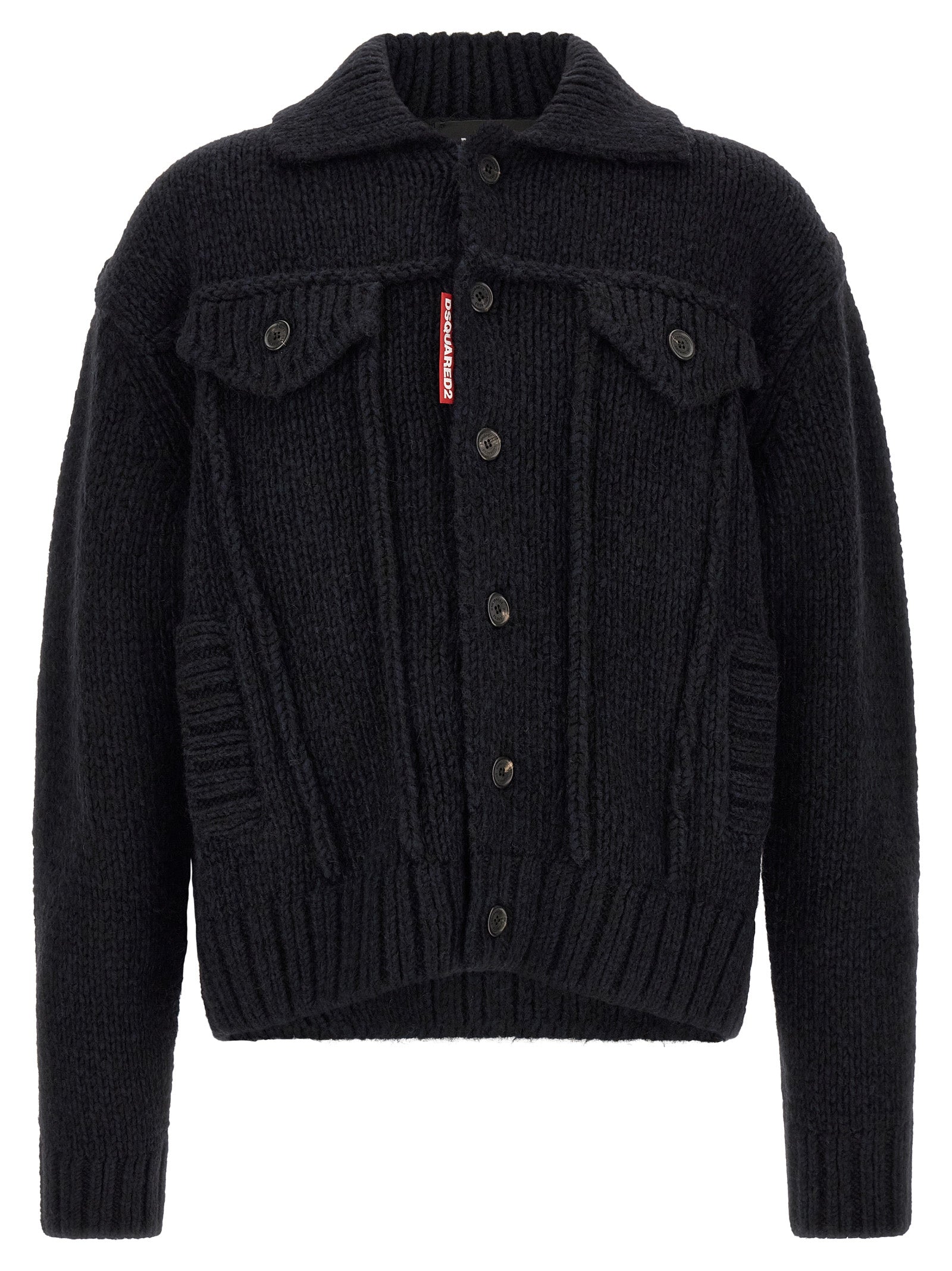 Dsquared² Blauer Marabou-Strickjacke