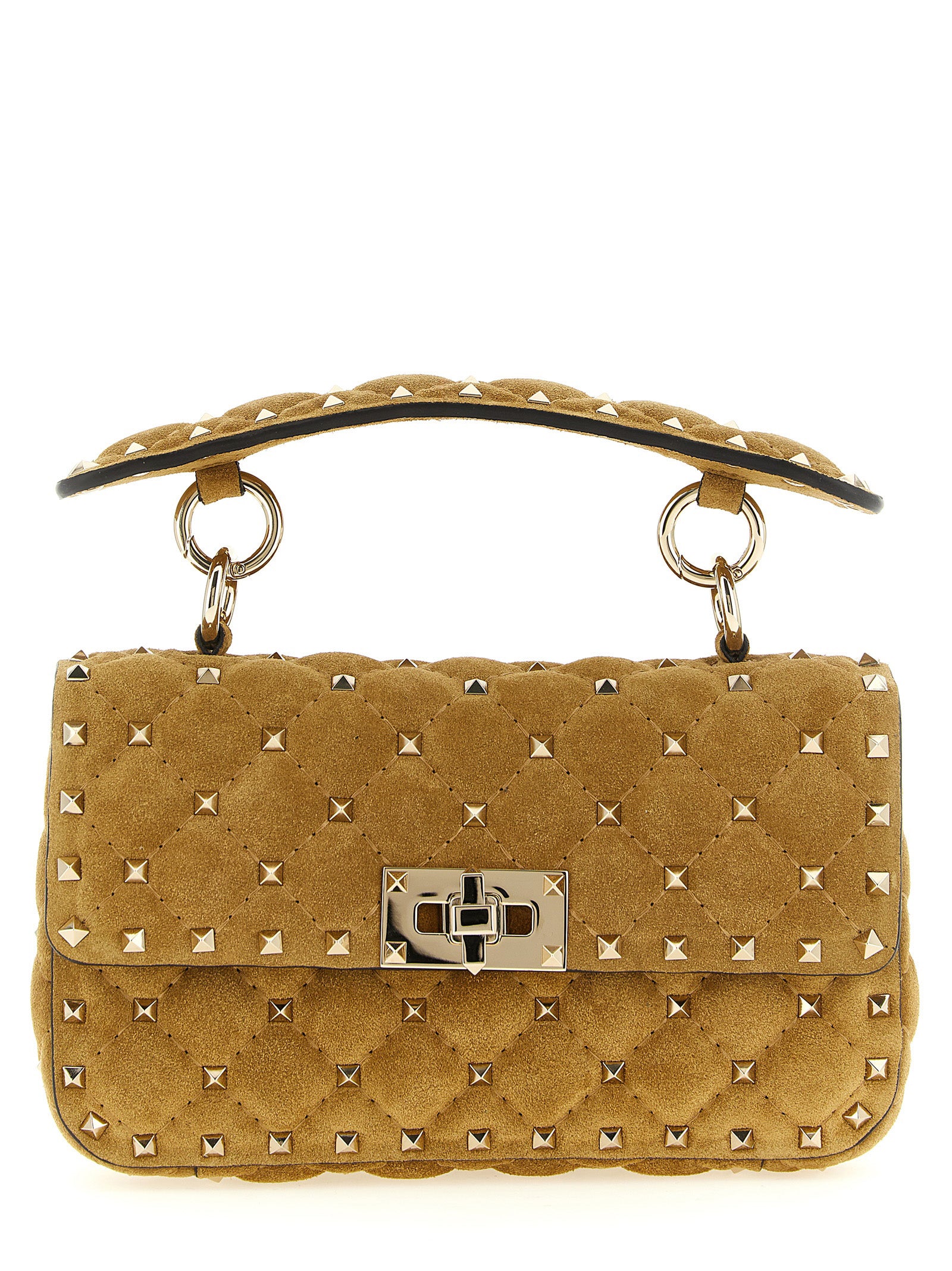 Valentino Garavani Beigefarbene Kalbshaut Schultertasche