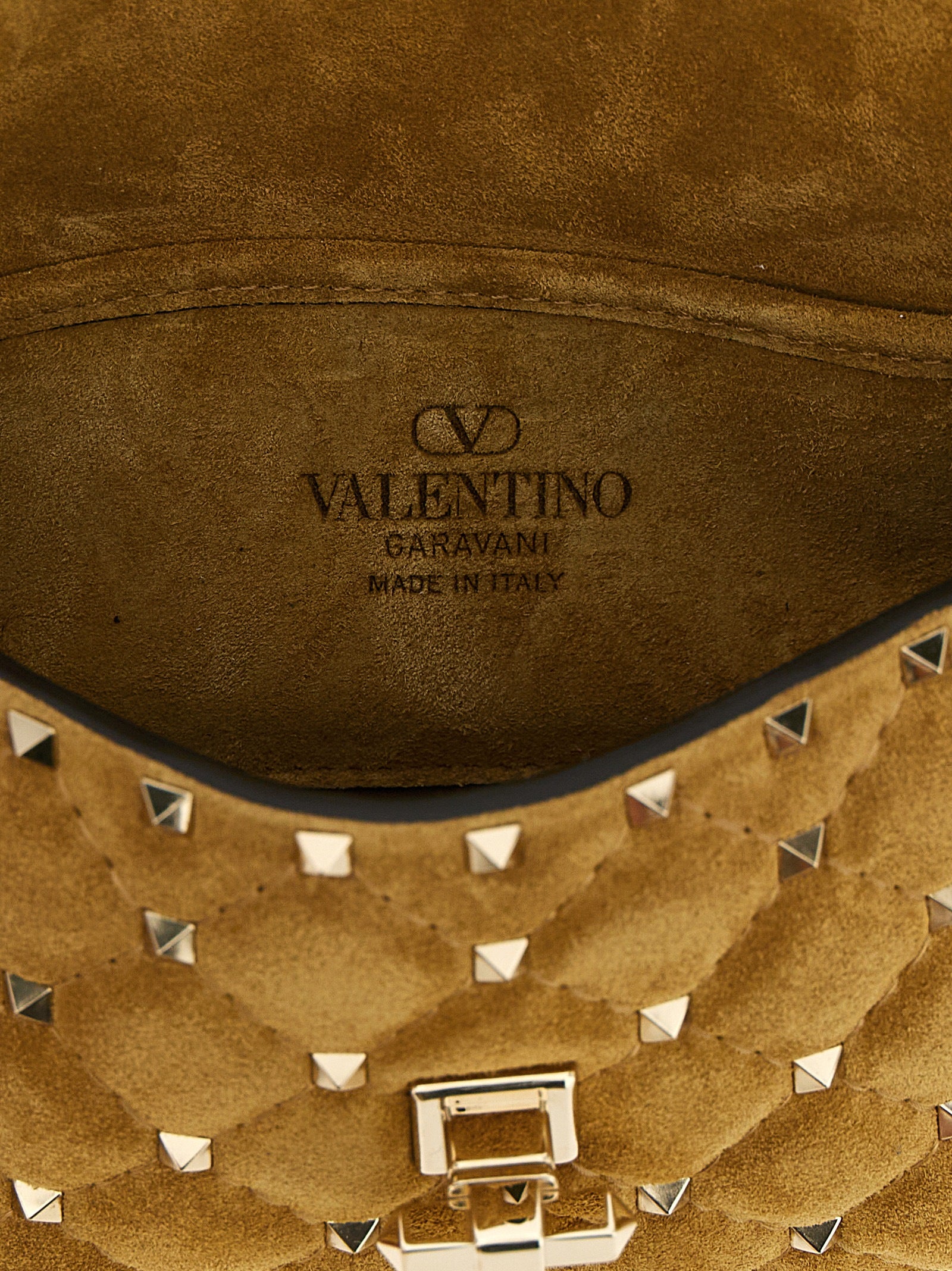 Valentino Garavani Beigefarbene Kalbshaut Schultertasche
