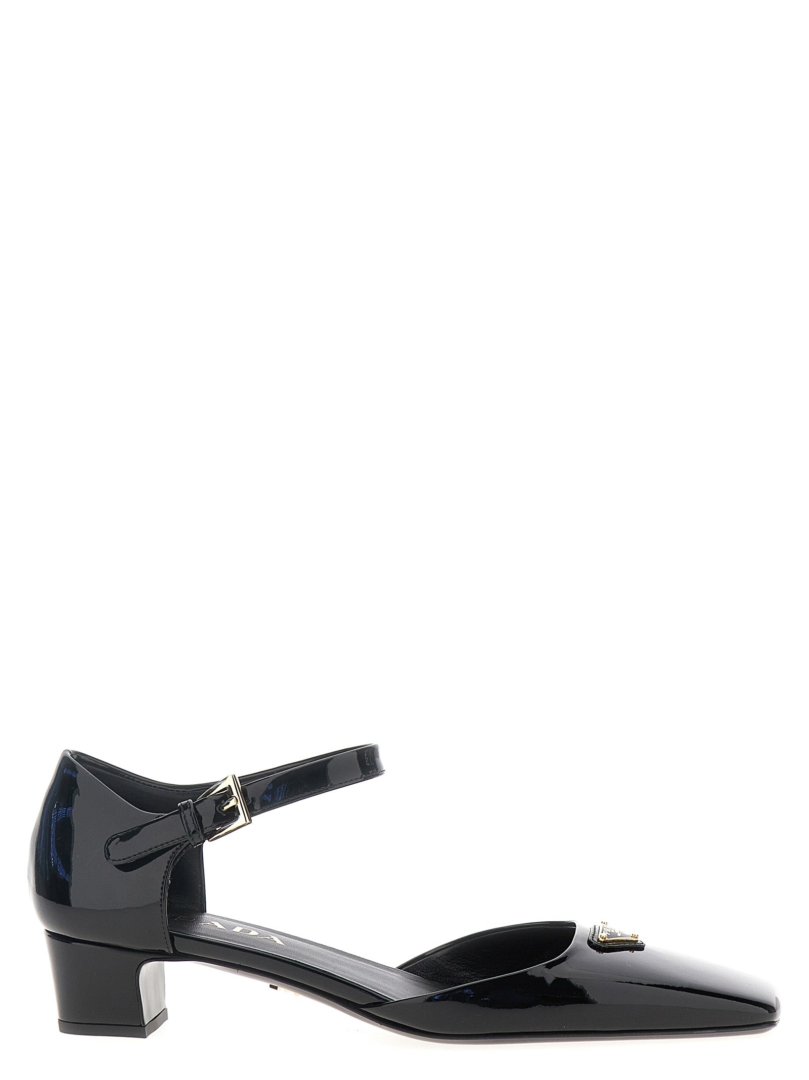 Prada Schwarze Pumps aus Rindsleder mit mittlerem Absatz