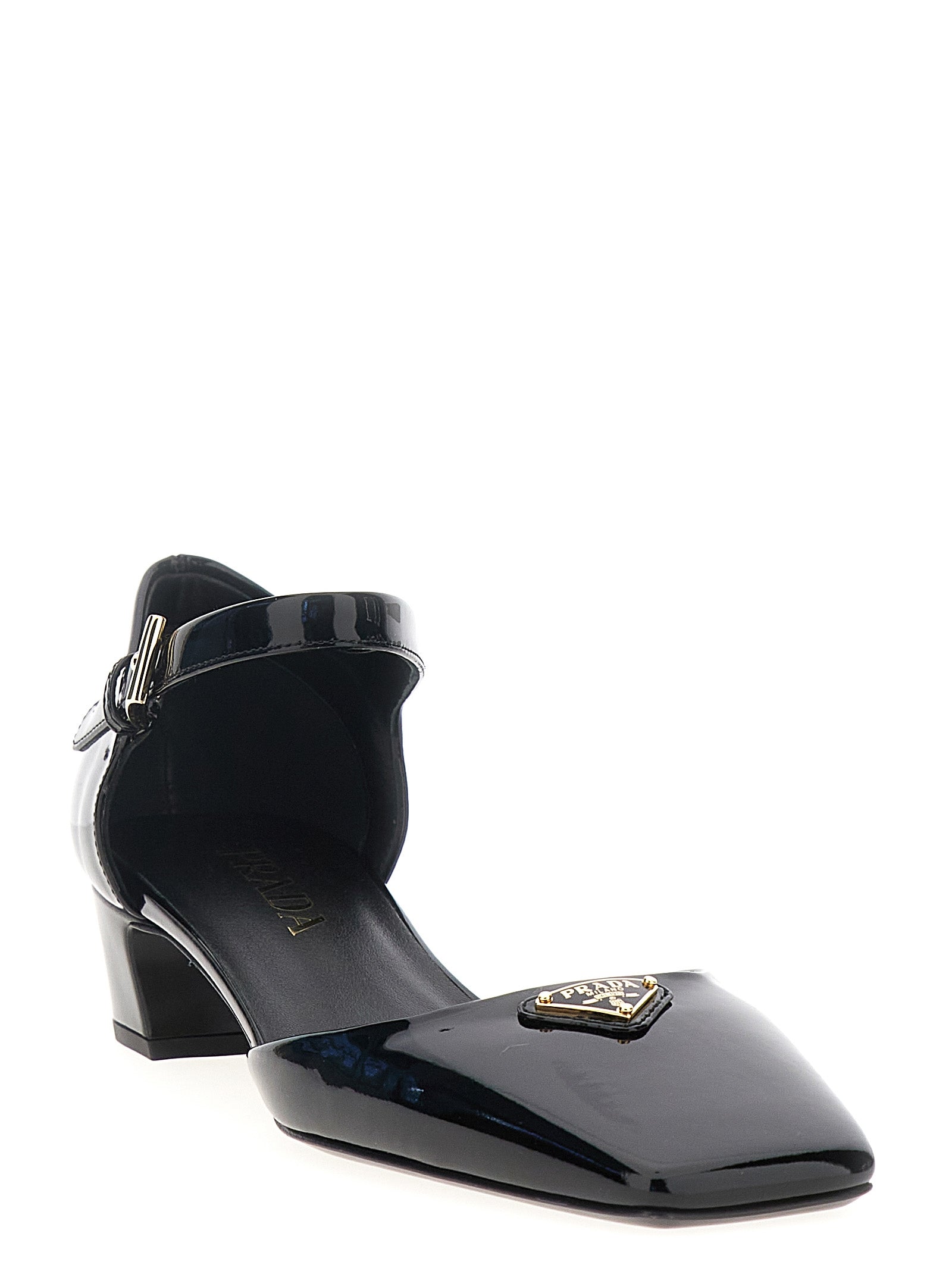 Prada Schwarze Pumps aus Rindsleder mit mittlerem Absatz