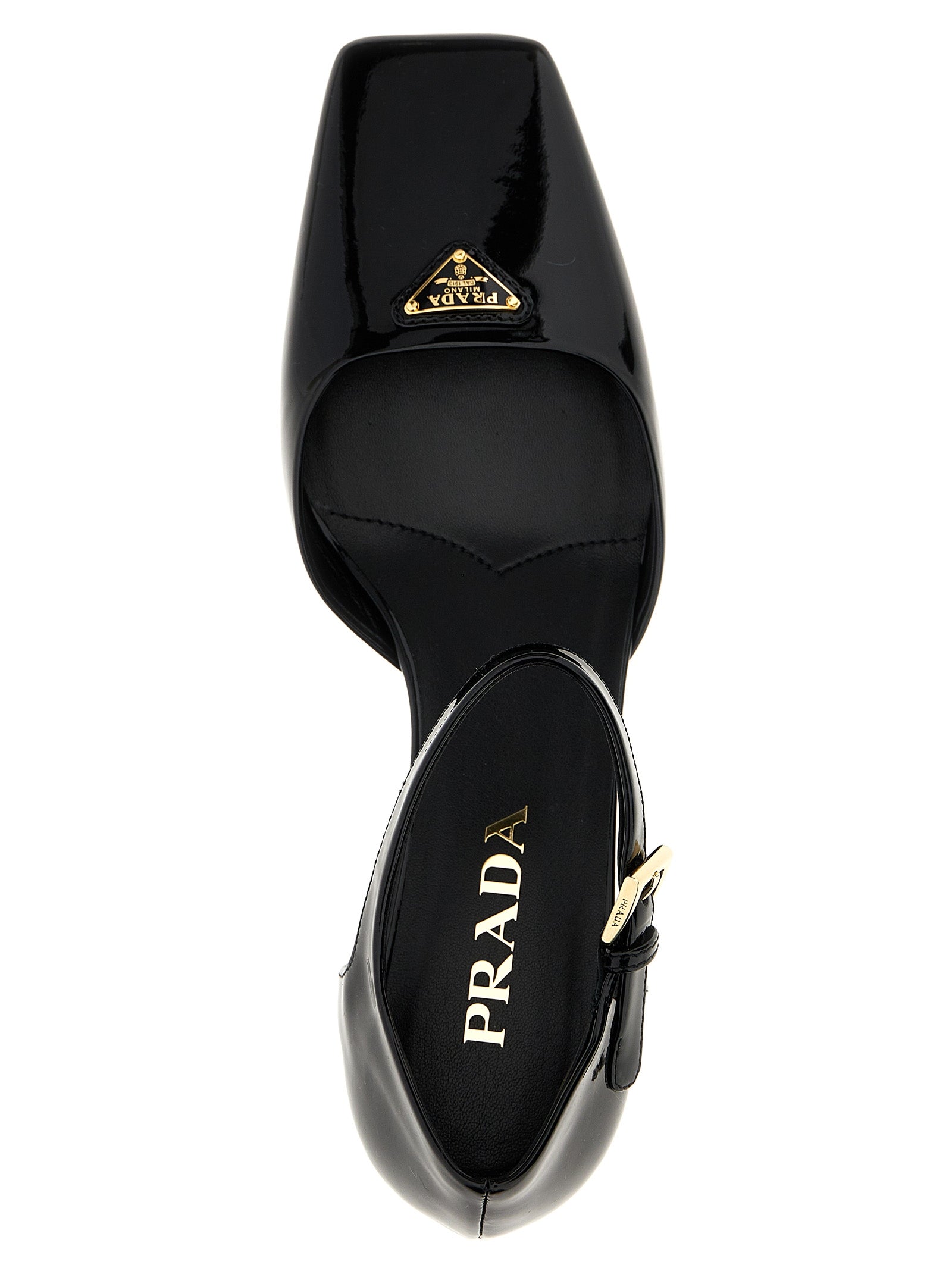Prada Schwarze Pumps aus Rindsleder mit mittlerem Absatz