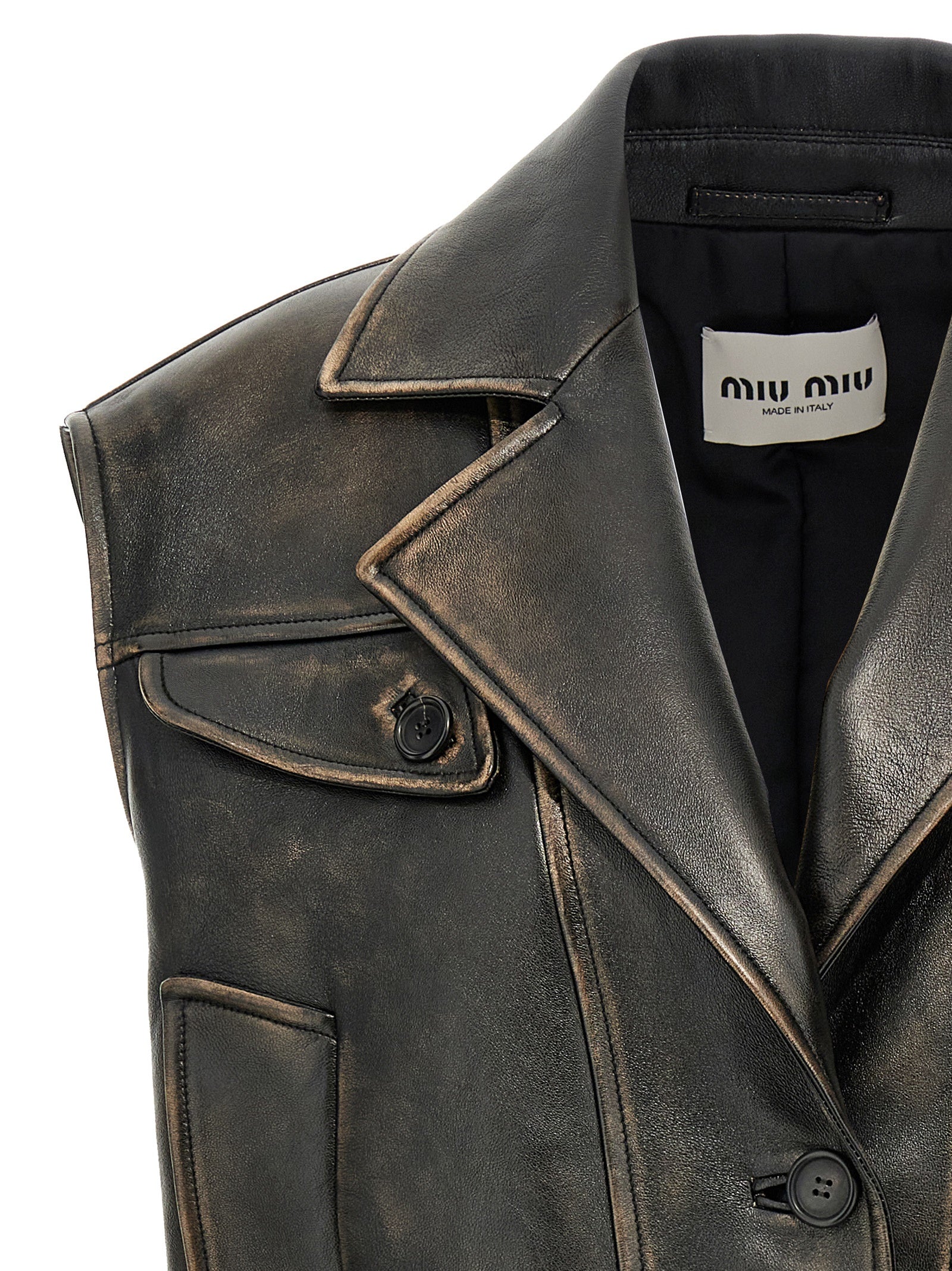Miu Miu Braune Lammleder-Weste ohne Ärmel