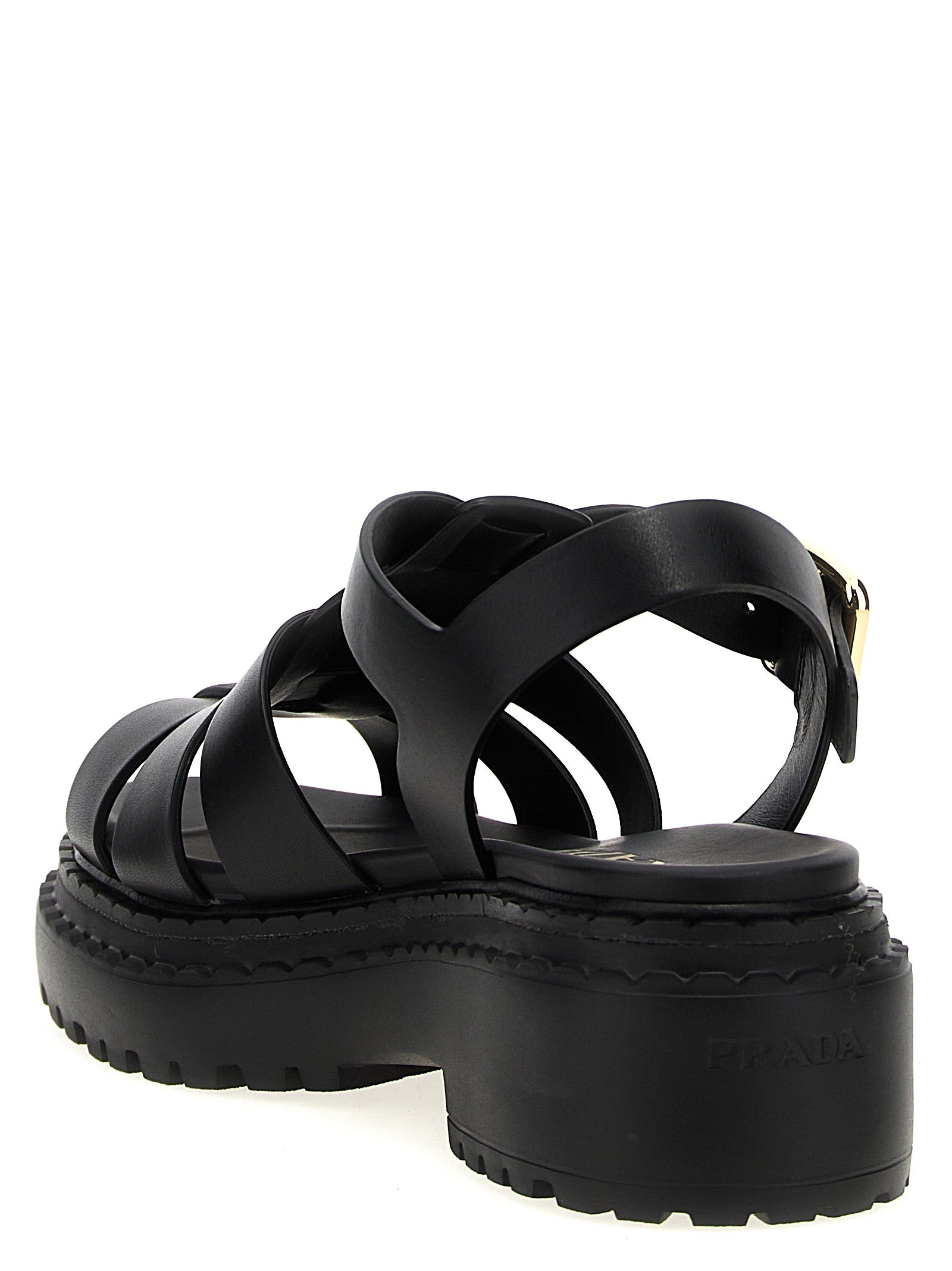 Prada Sandalen aus schwarzem Kalbsleder