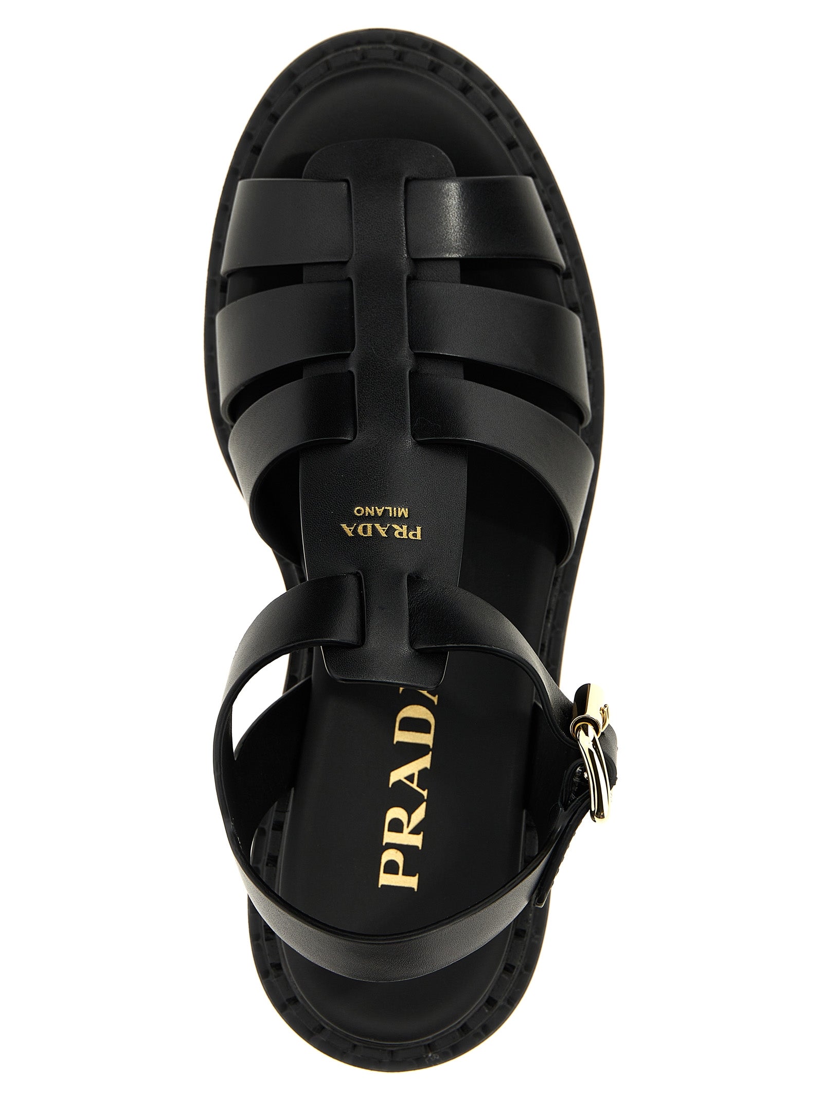 Prada Sandalen aus schwarzem Kalbsleder