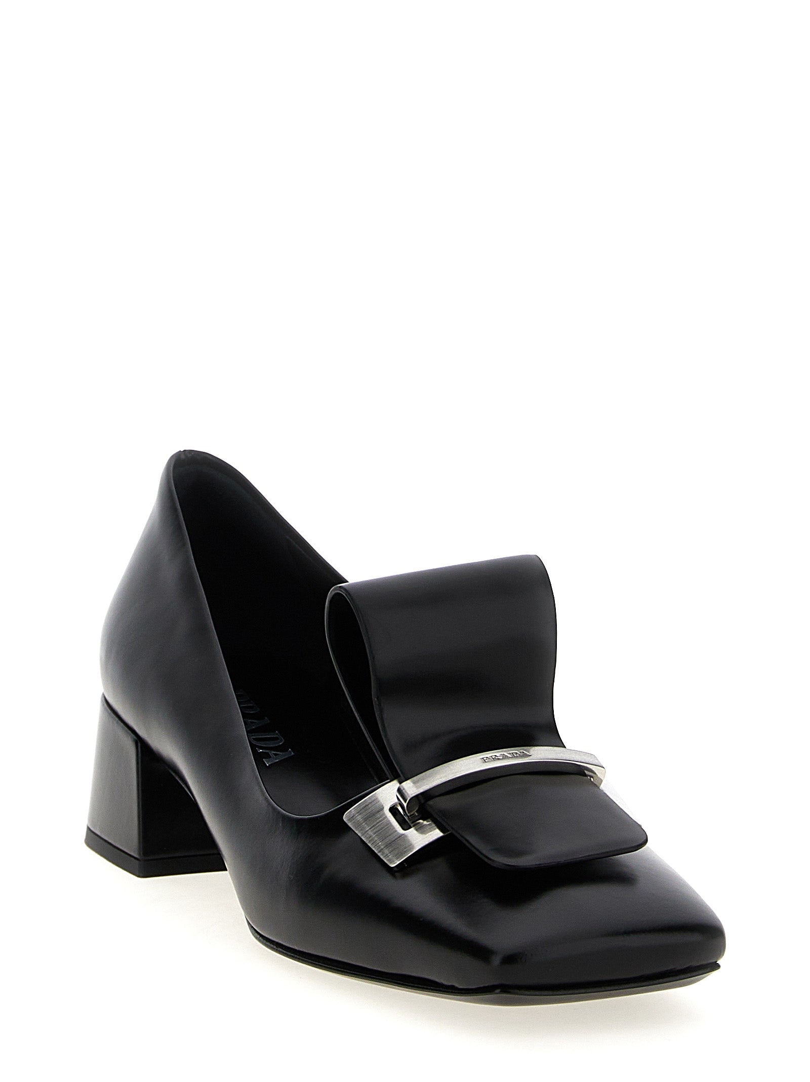 Prada Schwarze Pumps aus Kalbsleder mit mittlerem Absatz