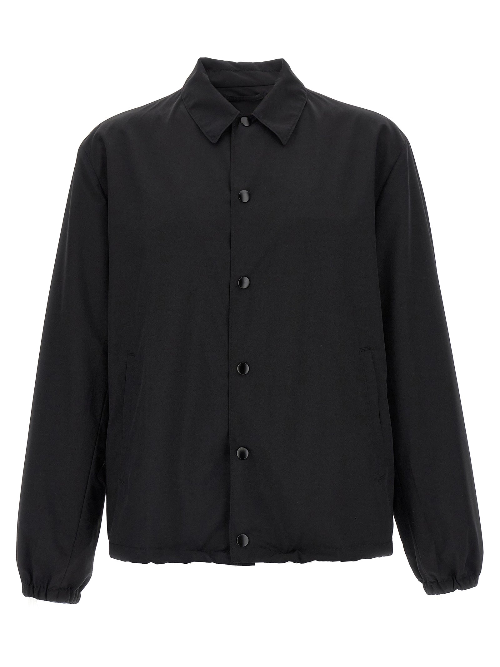 Prada Schwarze Wolljacke in voller Länge