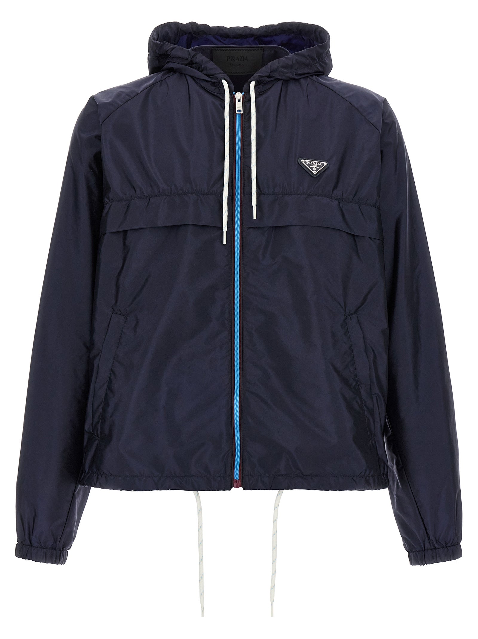 Prada Blaue Jacke aus recyceltem Polyamid