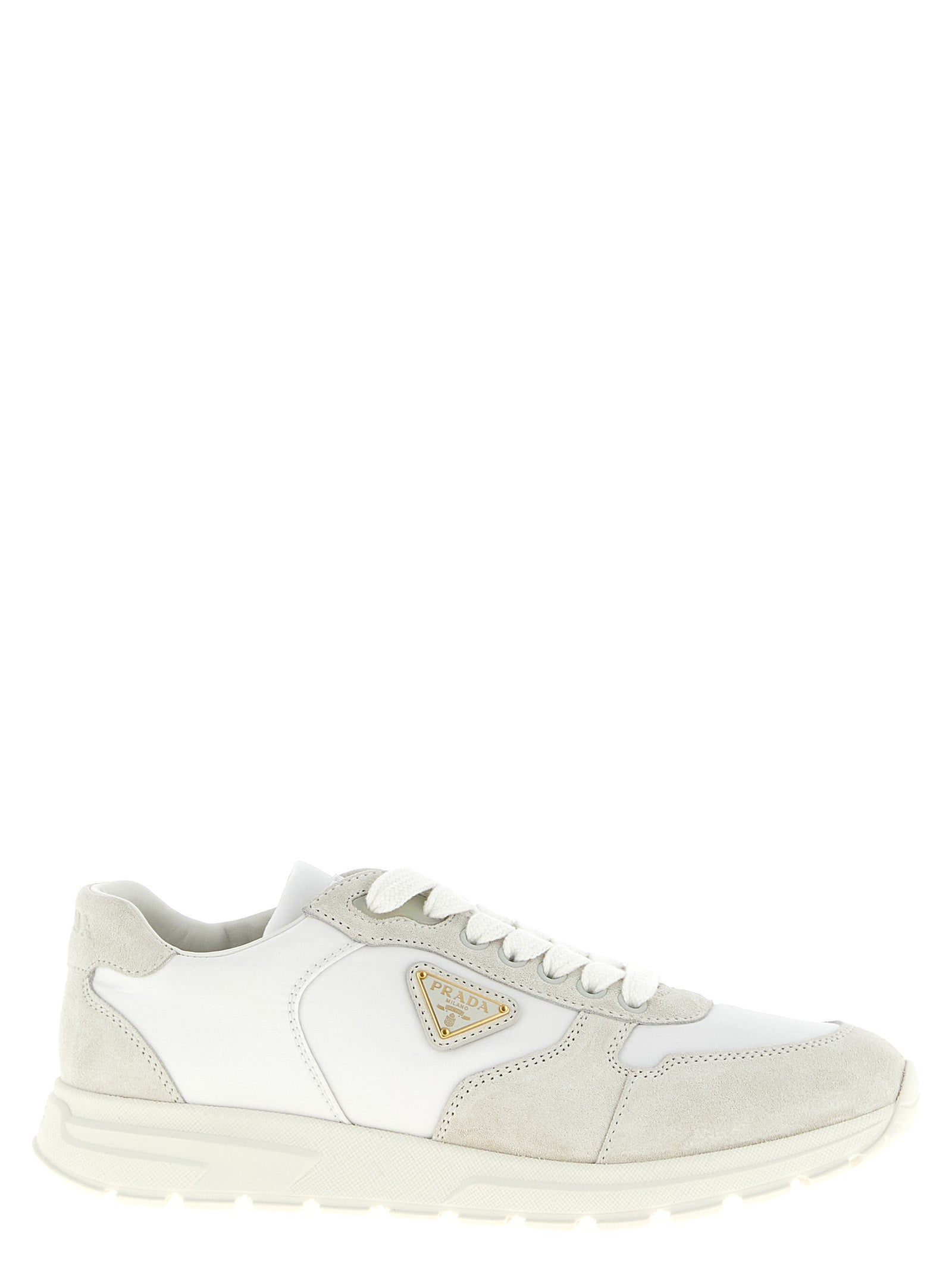 Prada Weiße Kalbshaut Bos Taurus Sneakers mit niedrigem Schaft