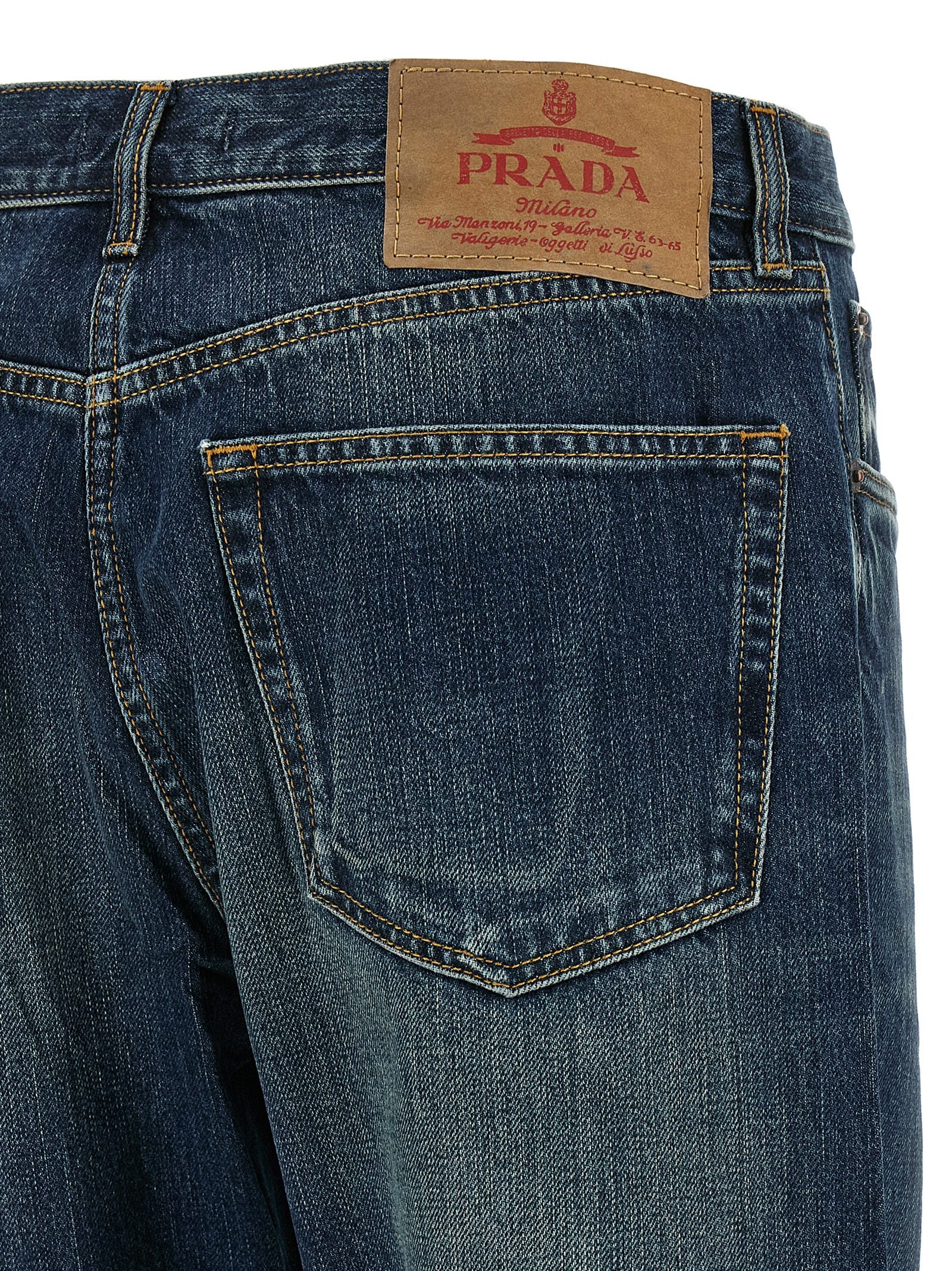 Prada Blaue Jeans aus Baumwolle im geraden Schnitt