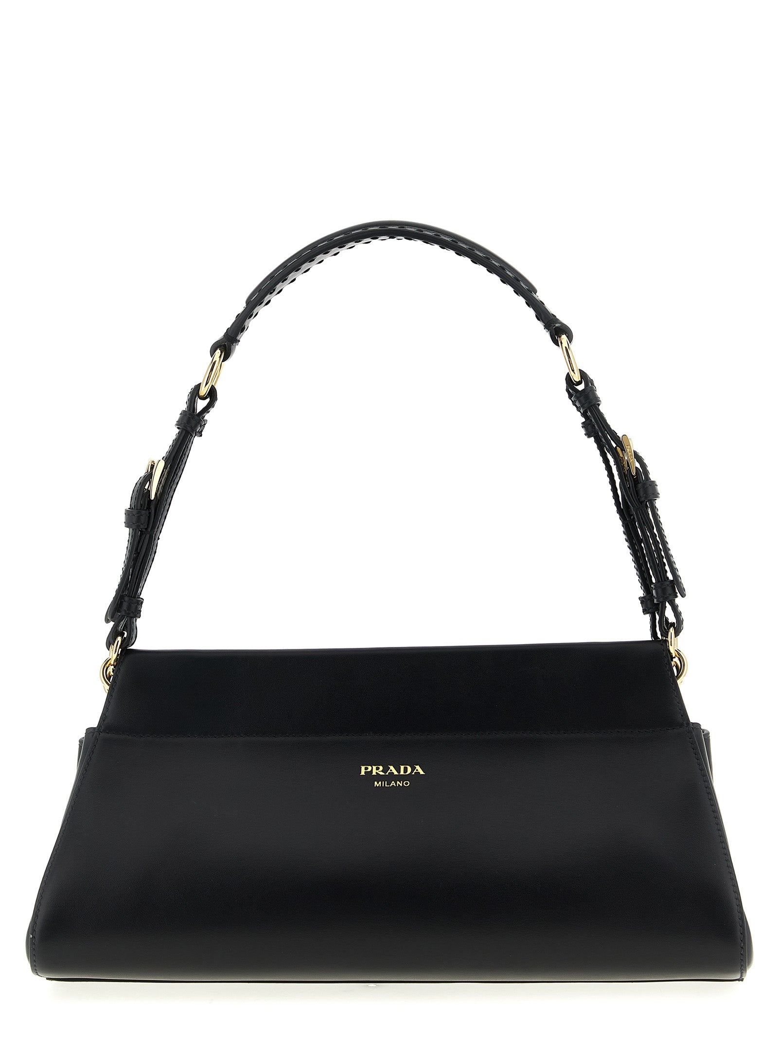 Prada Schwarze Kalbsleder-Schultertasche