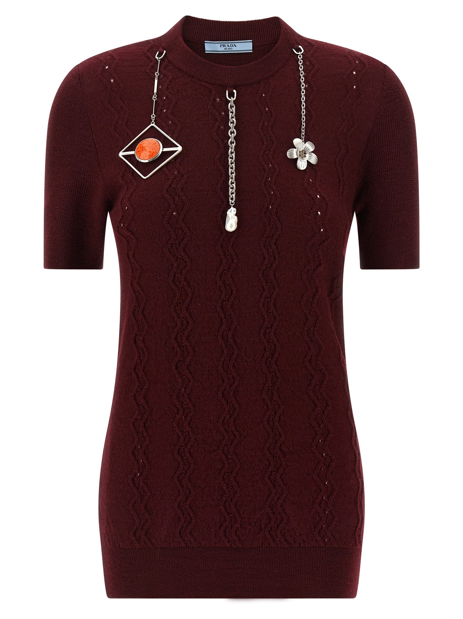 Prada Cardigan aus bordeauxroter Schurwolle