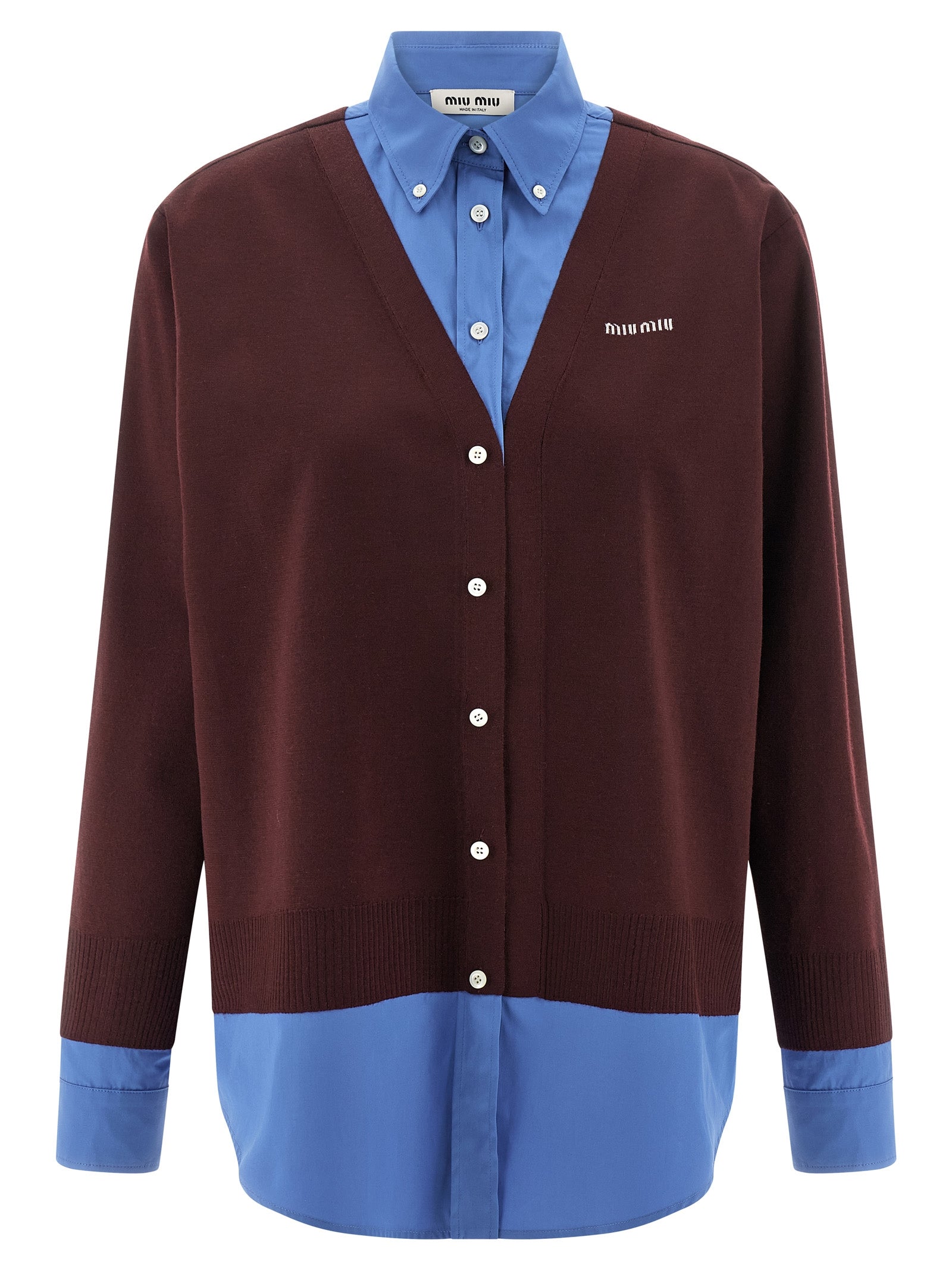 Miu Miu Mehrfarbige Bluse aus reiner Schurwolle
