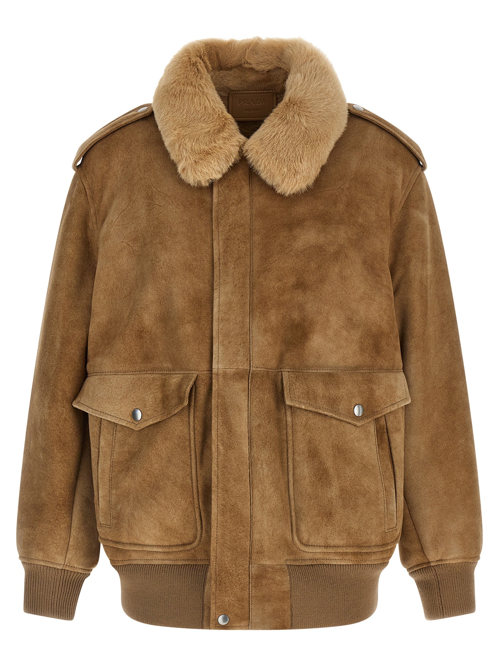 Prada Beige Lammleder Bomberjacke