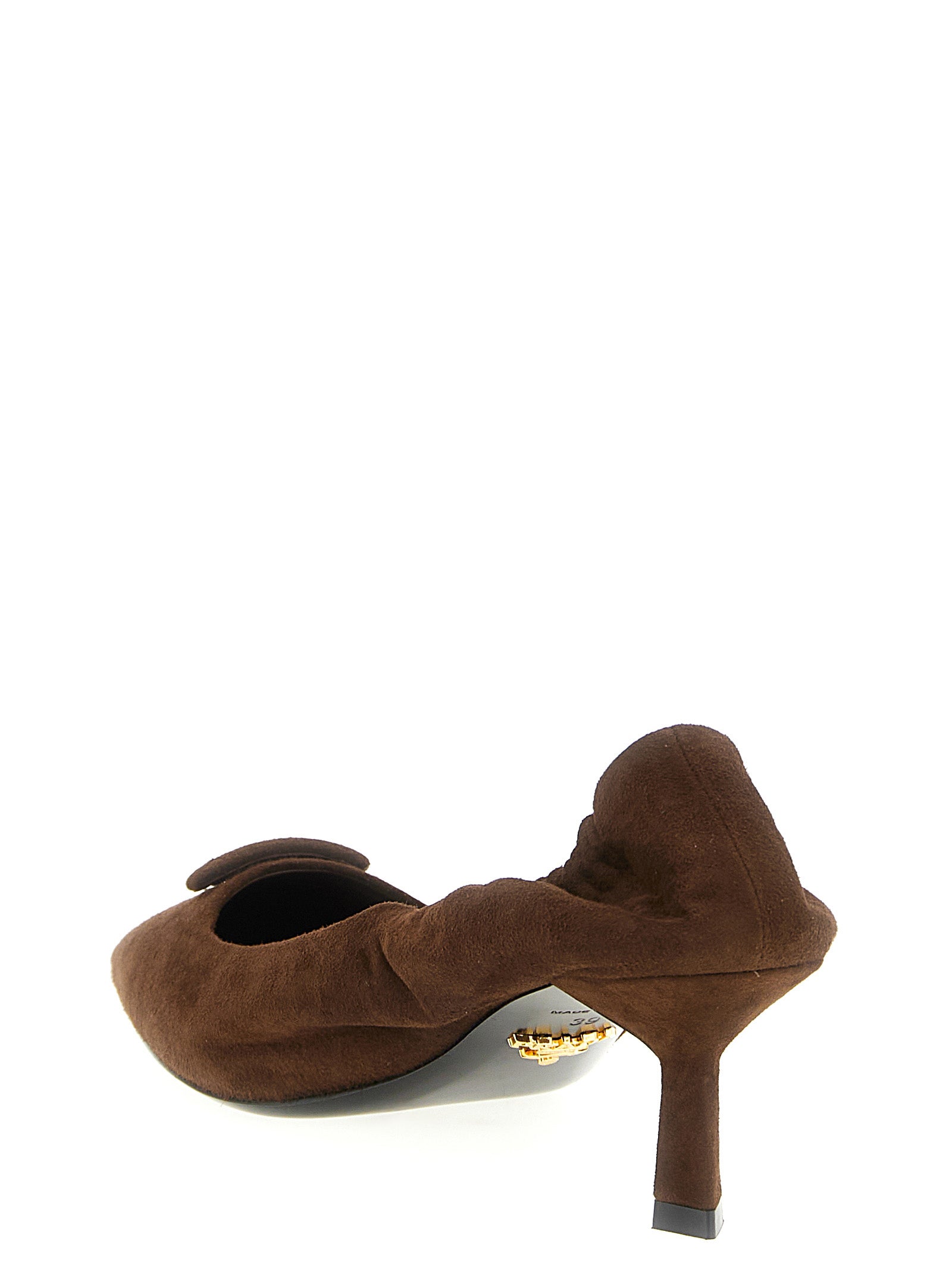 Prada Braune Pumps aus Lammleder mit mittlerem Absatz
