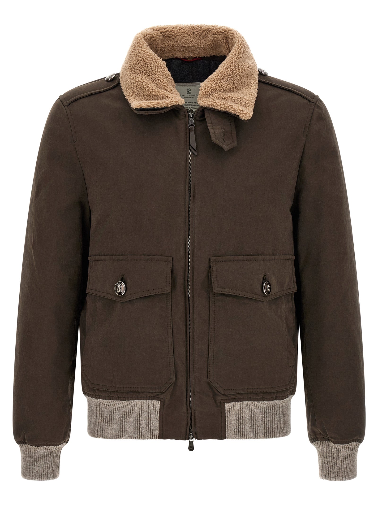 Brunello Cucinelli Brauner Baumwoll-Bomber