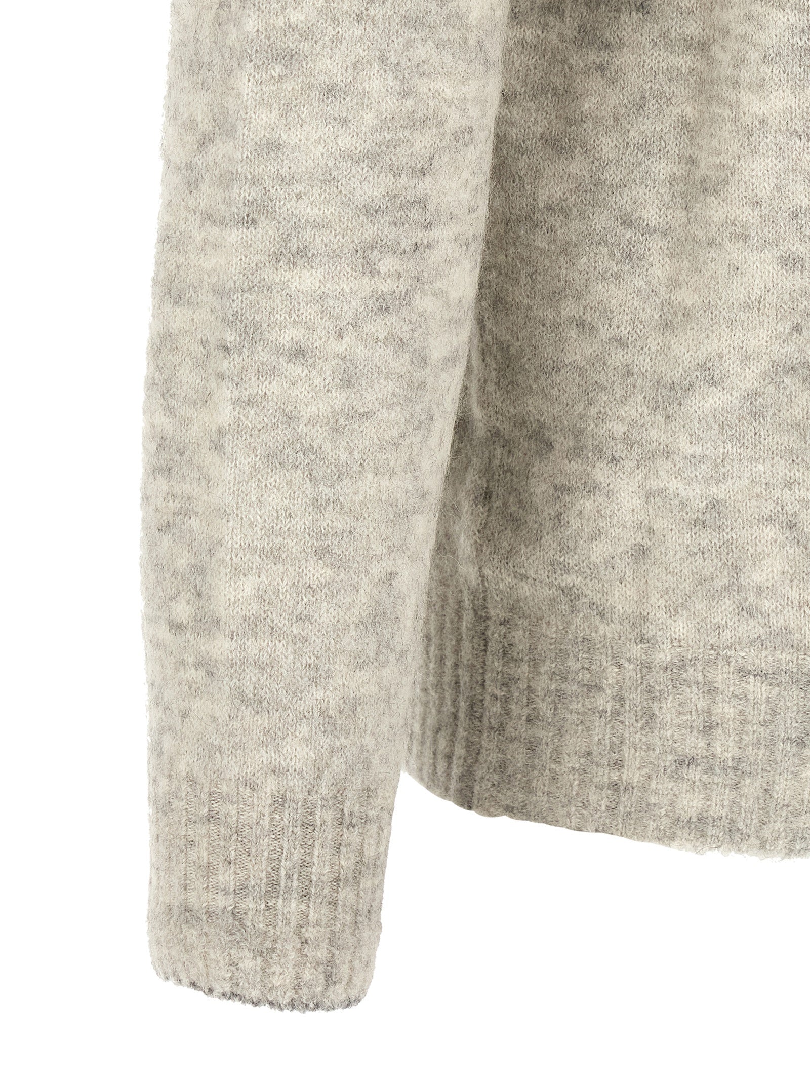 Brunello Cucinelli Grauer Strickcardigan aus Alpaka und Leder